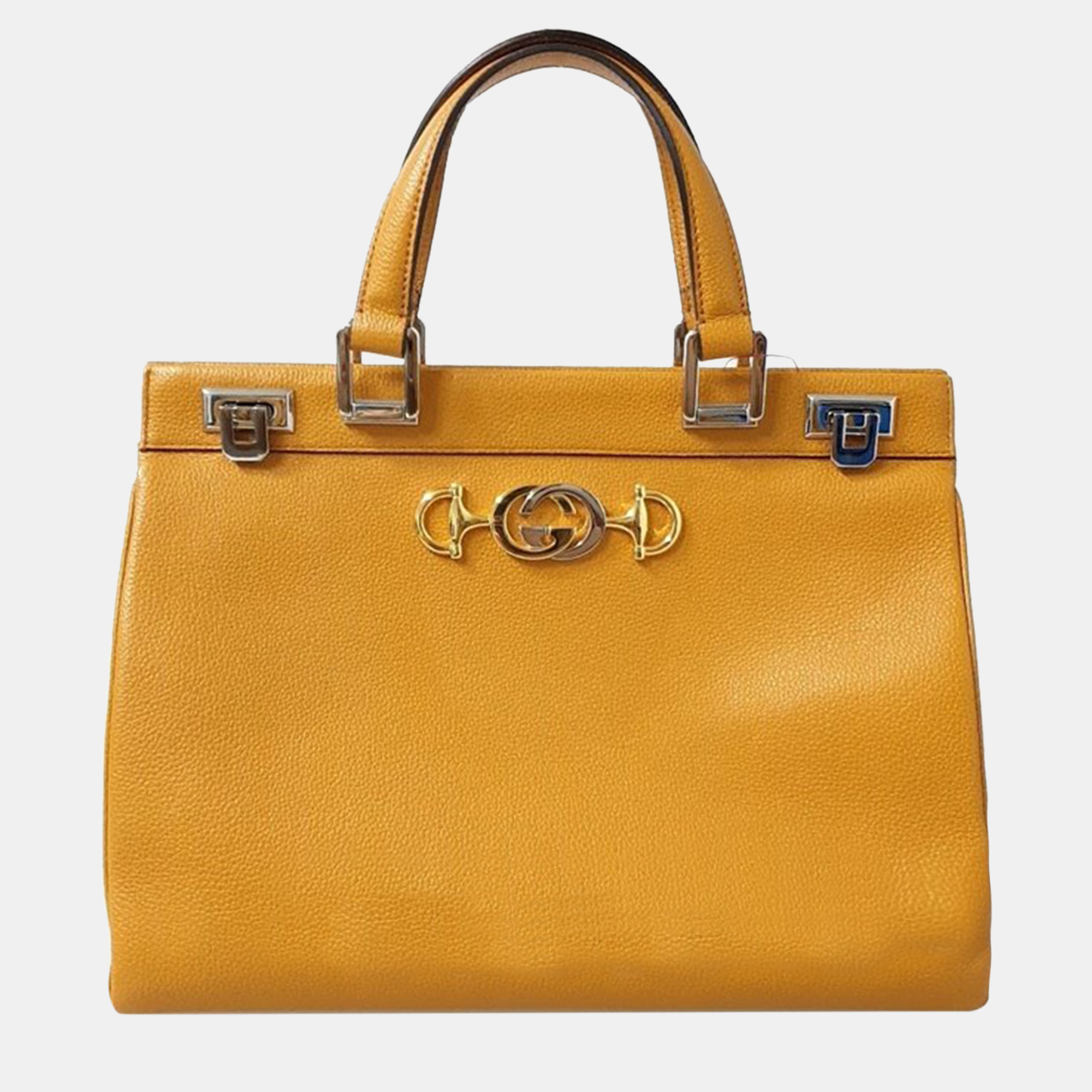 Pre-owned Gucci Yellow Leather Medium Zumi Tote Bag In Orange