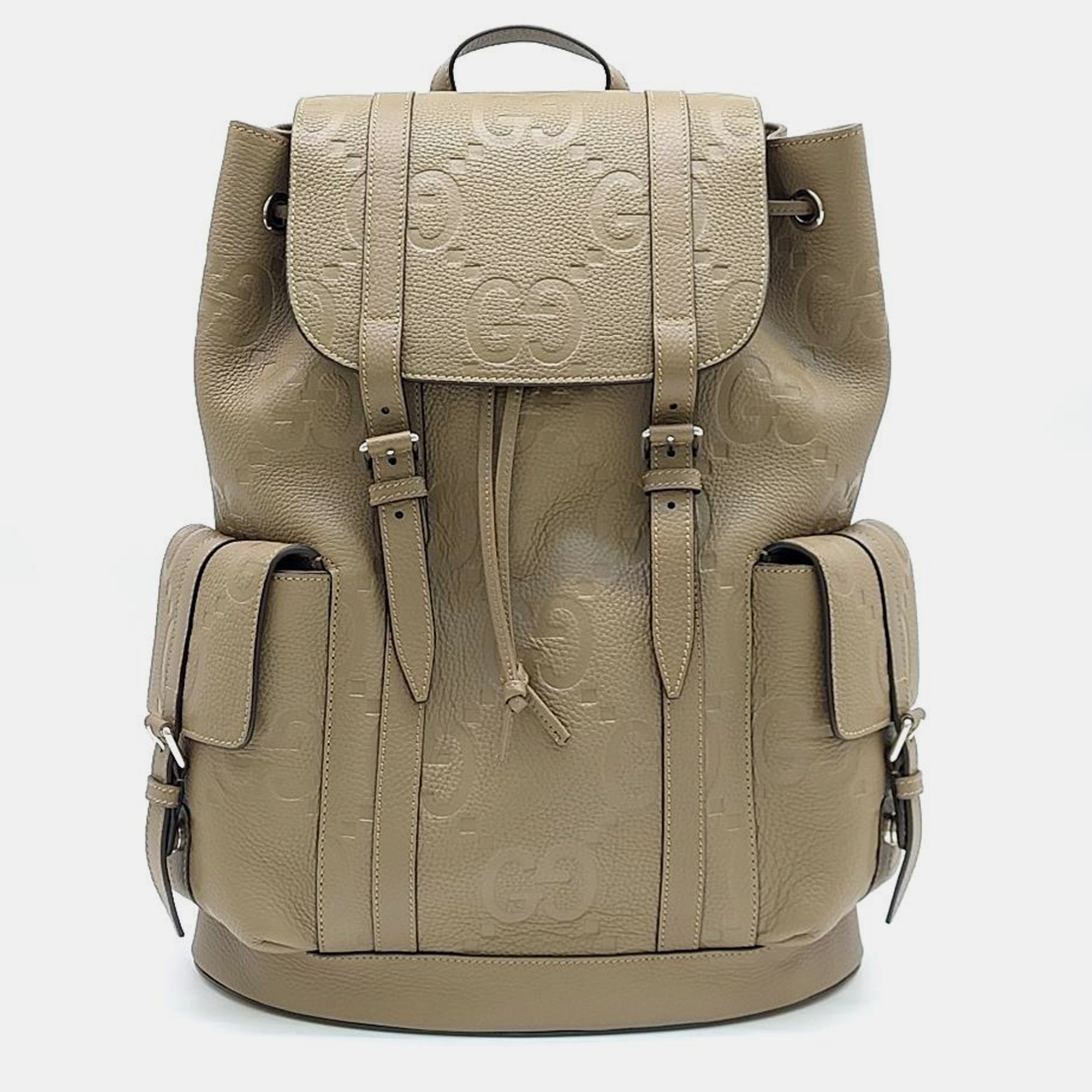 Pre-owned Gucci Gg Embossed Backpack (625770) In Brown