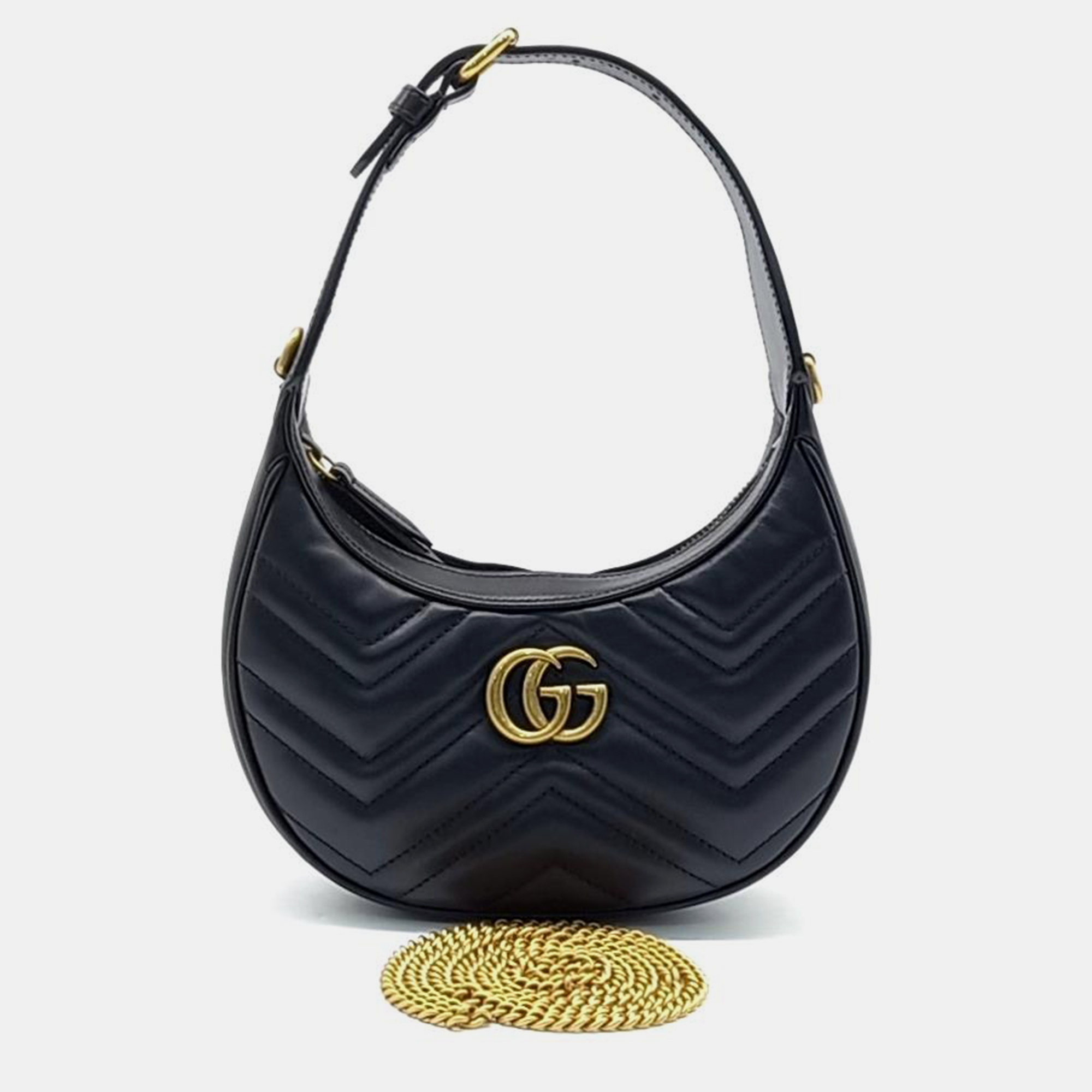 

Gucci Marmont Half Moon Mini Shoulder Bag (699514), Black