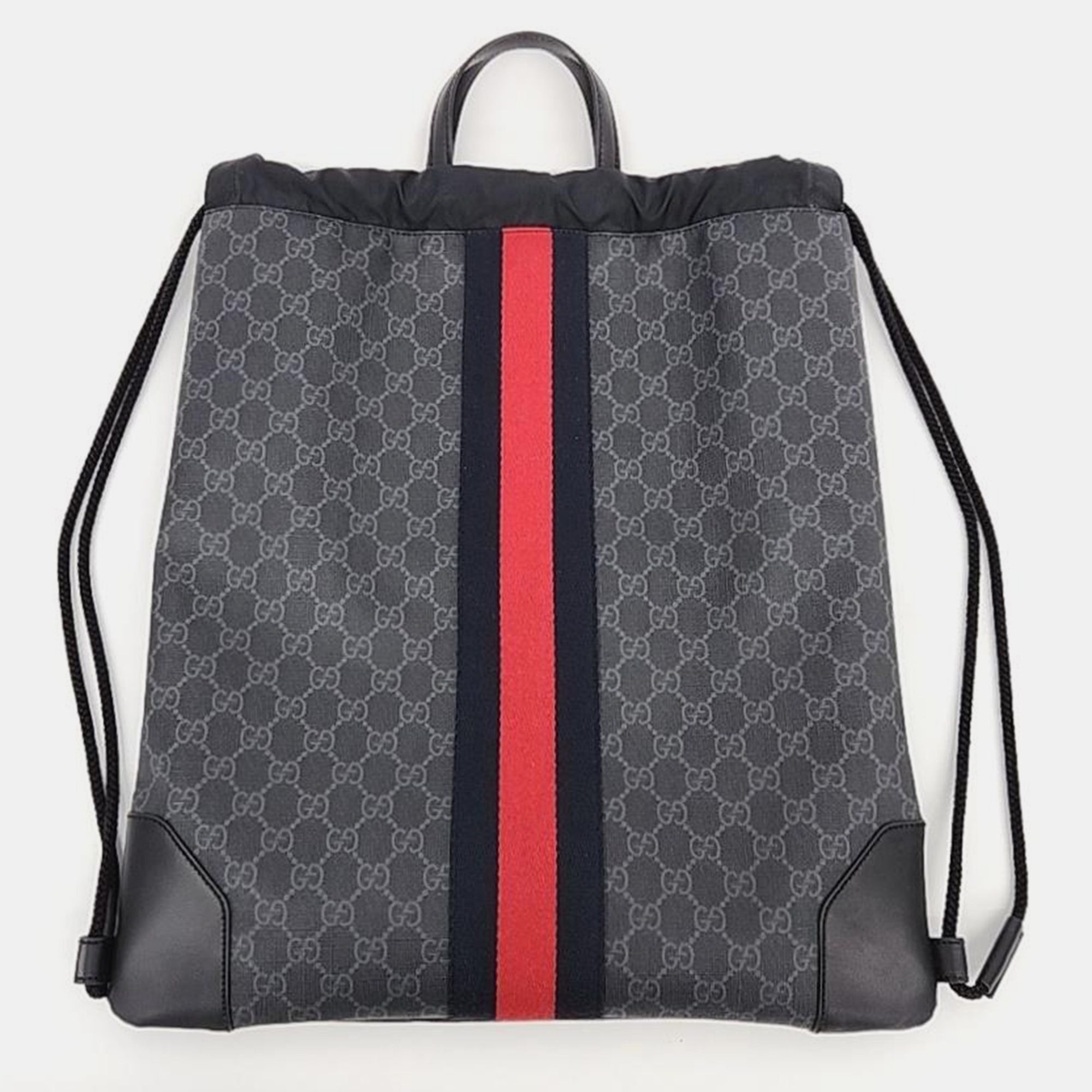Pre-owned Gucci Pvc Tote Convertible Backpack (473872) In Black
