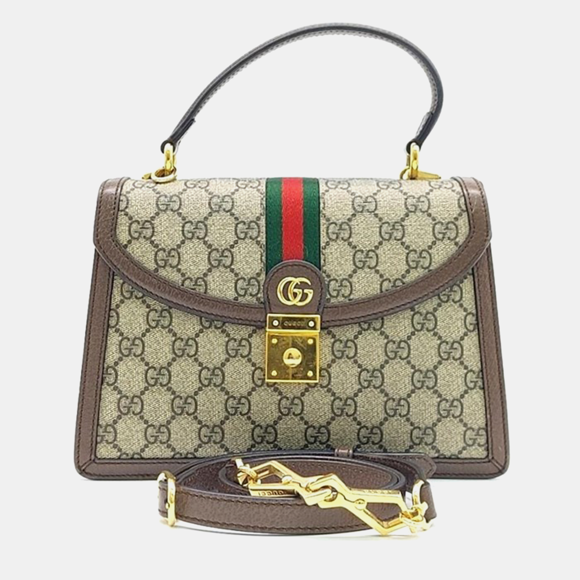 

Gucci Brown GG Canvas Ophidia Top Handle Bag, Beige