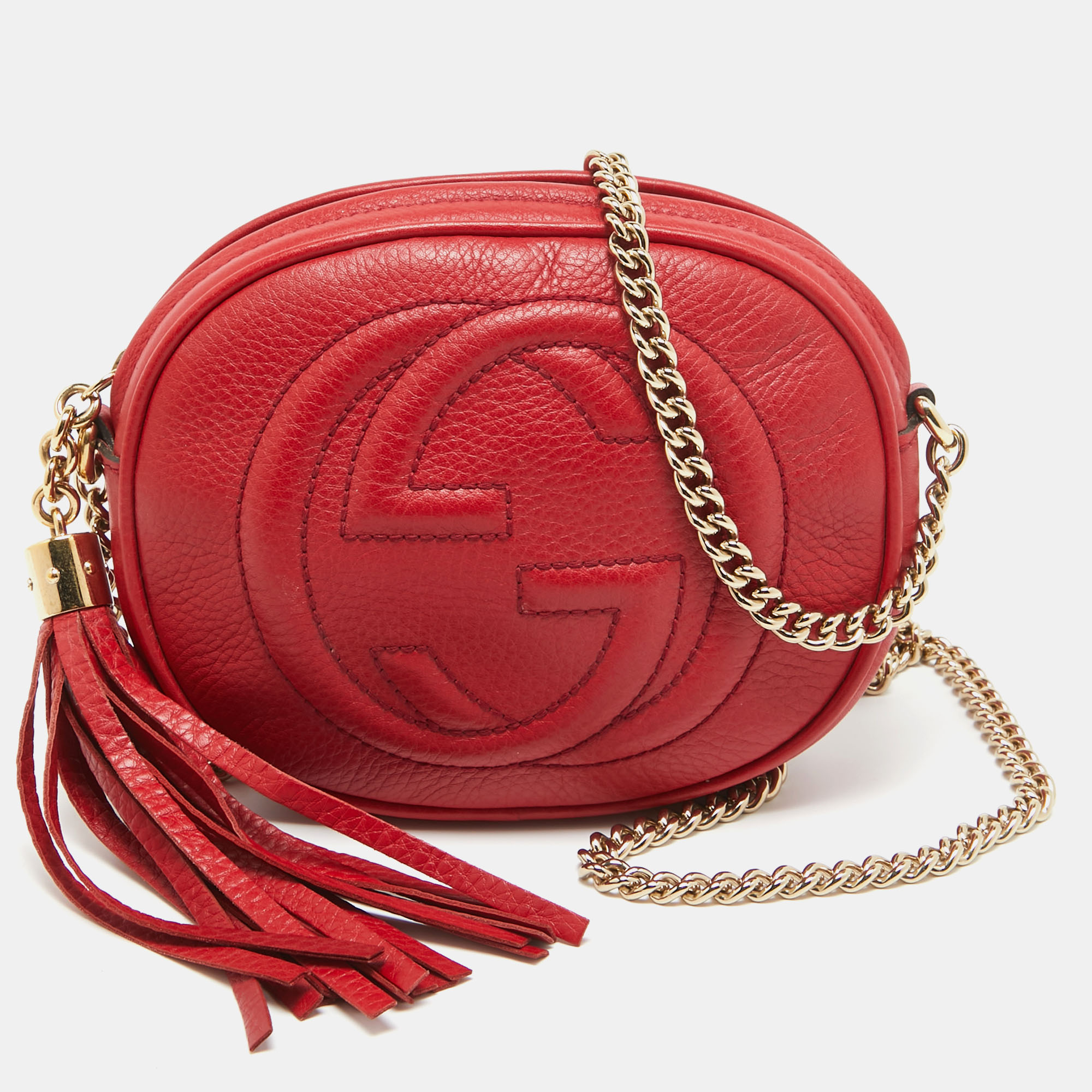 

Gucci Red Leather Mini Soho Disco Chain Crossbody Bag