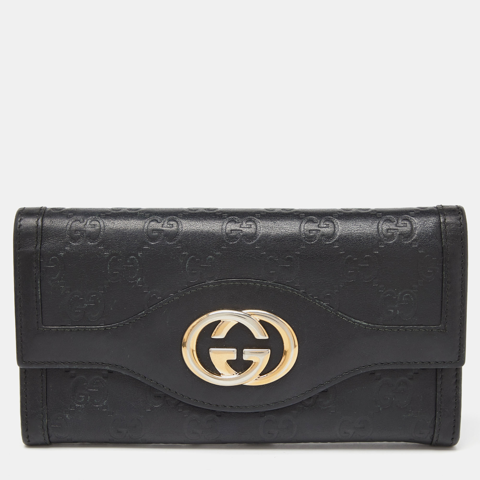 

Gucci Black Guccissima Leather Flap Continental Wallet