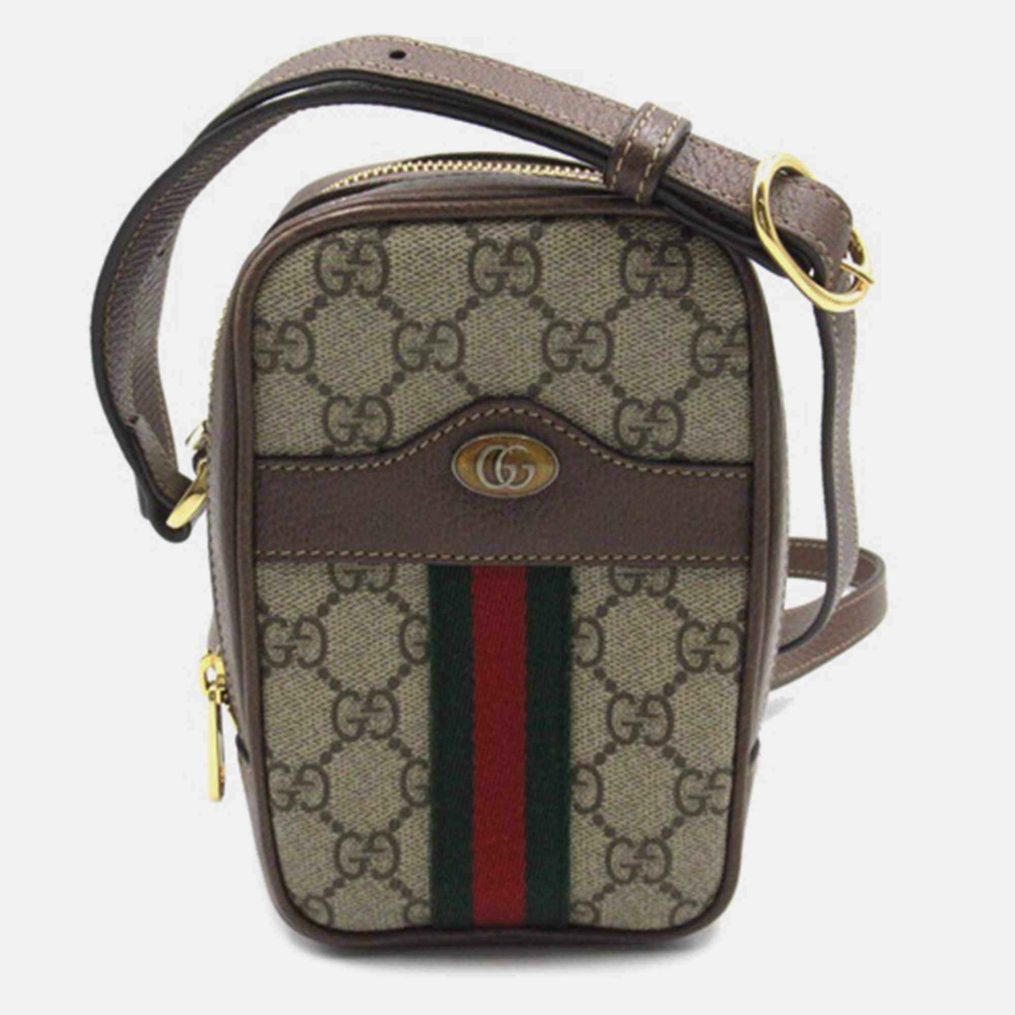 

Gucci Brown Canvas GG Supreme Ophidia Double Zip Crossbody Bag