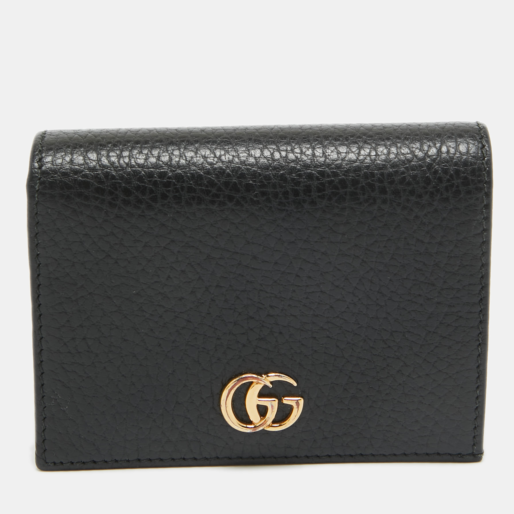 

Gucci Black Leather GG Marmont Flap Card Case