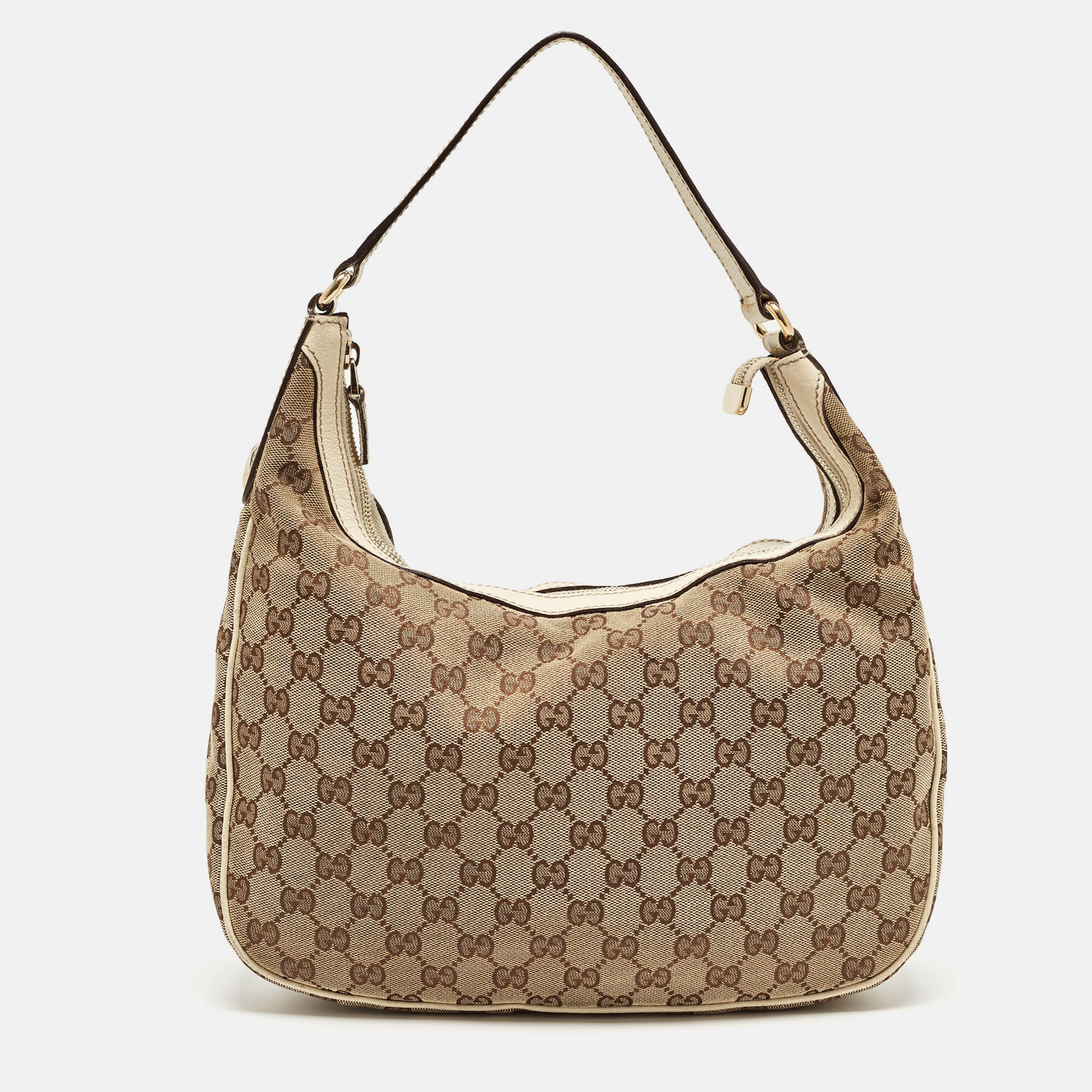 

Gucci Beige/Off White GG Canvas and Leather Charmy Hobo