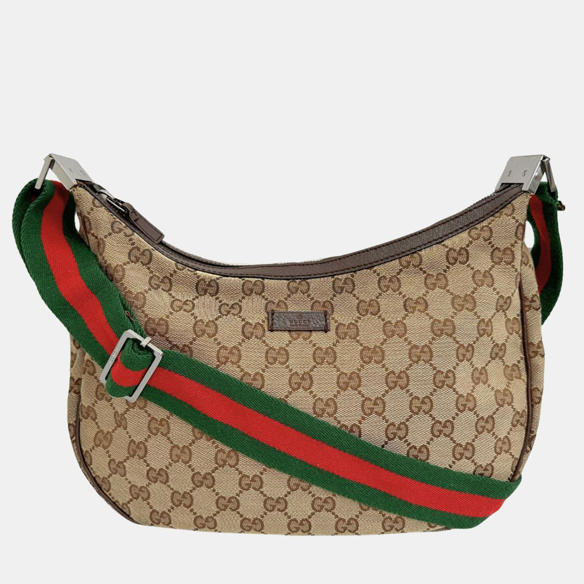 

Gucci Brown Canvas GG Canvas Web Shoulder Bag