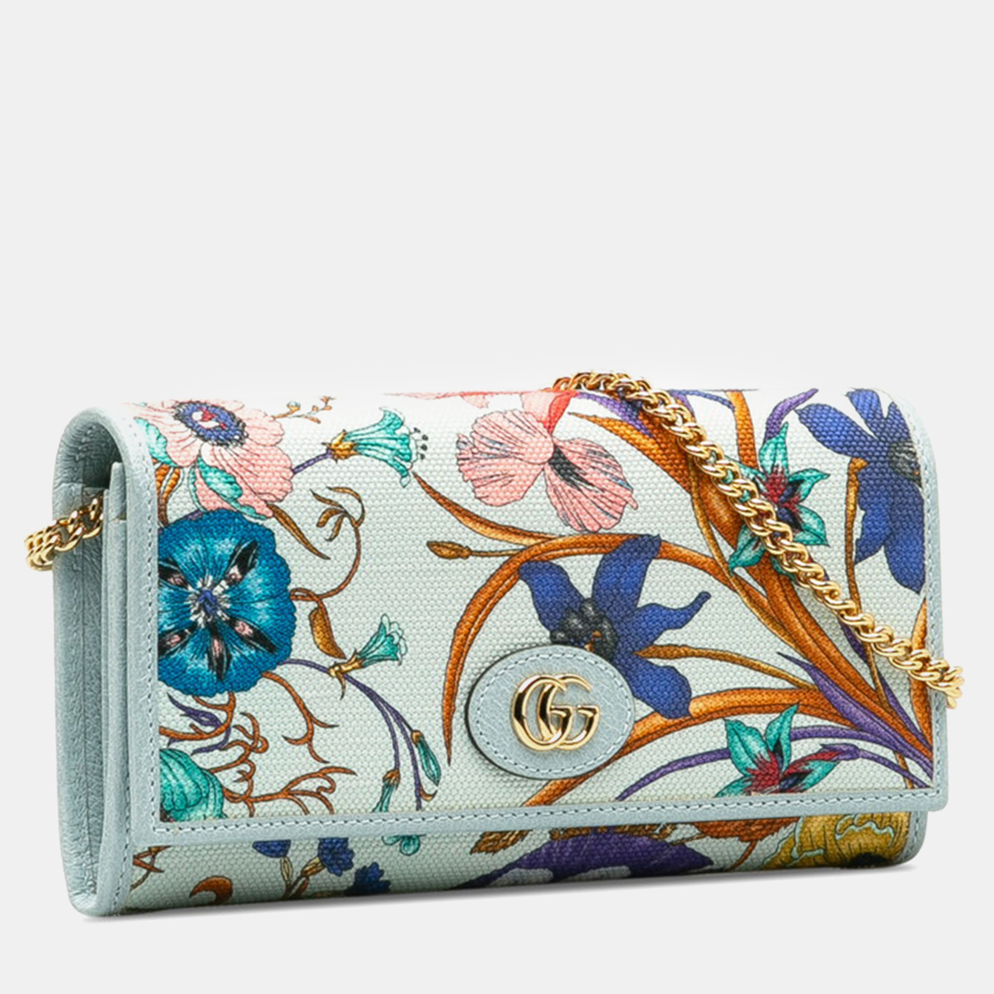 

Gucci Blue Canvas Flora Wallet on Chain