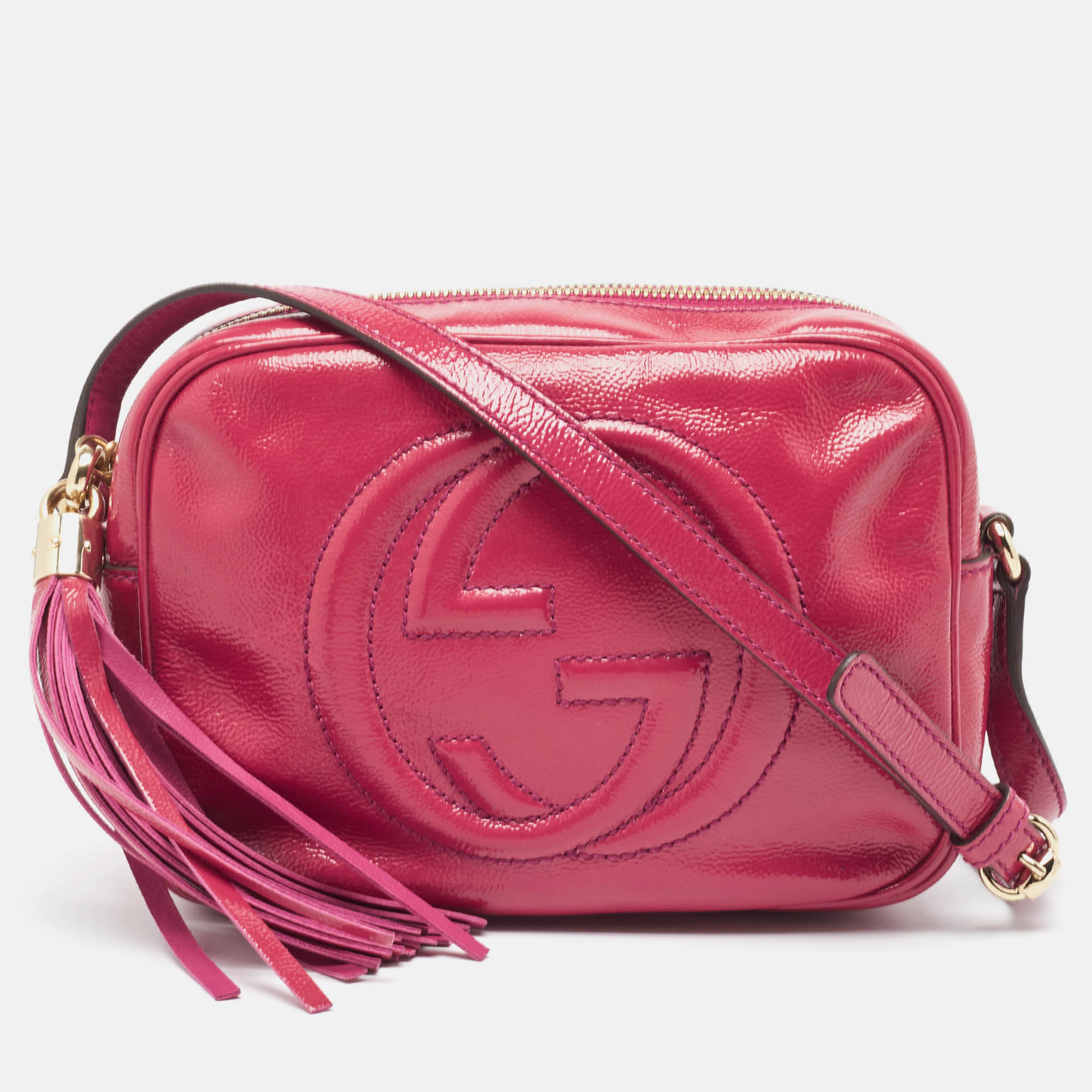 

Gucci Fuchsia Patent Leather  Soho Disco Crossbody Bag, Pink