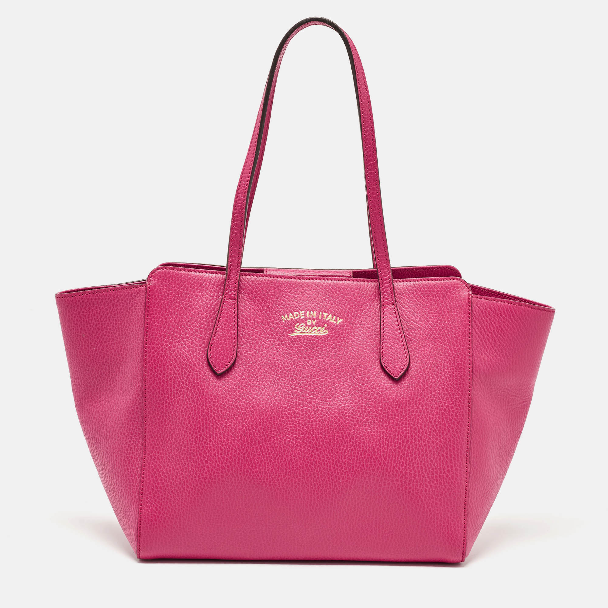 

Gucci Fuchsia Leather Small Swing Tote, Pink