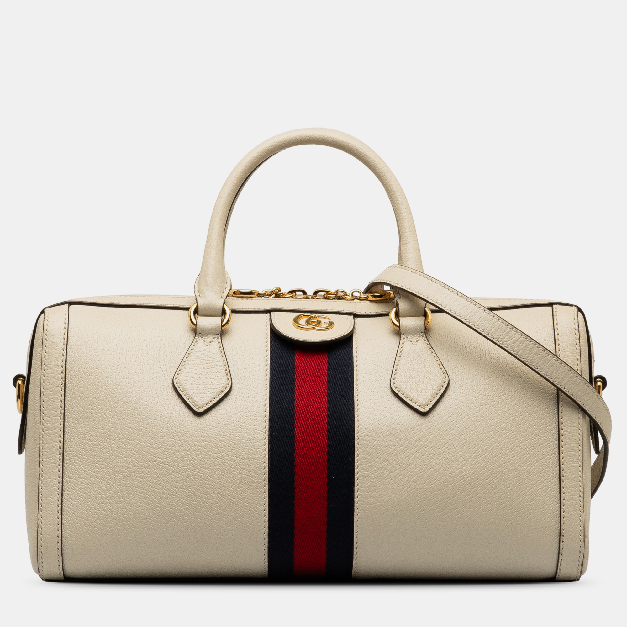 Pre-owned Gucci Leather Ophidia Satchel In White