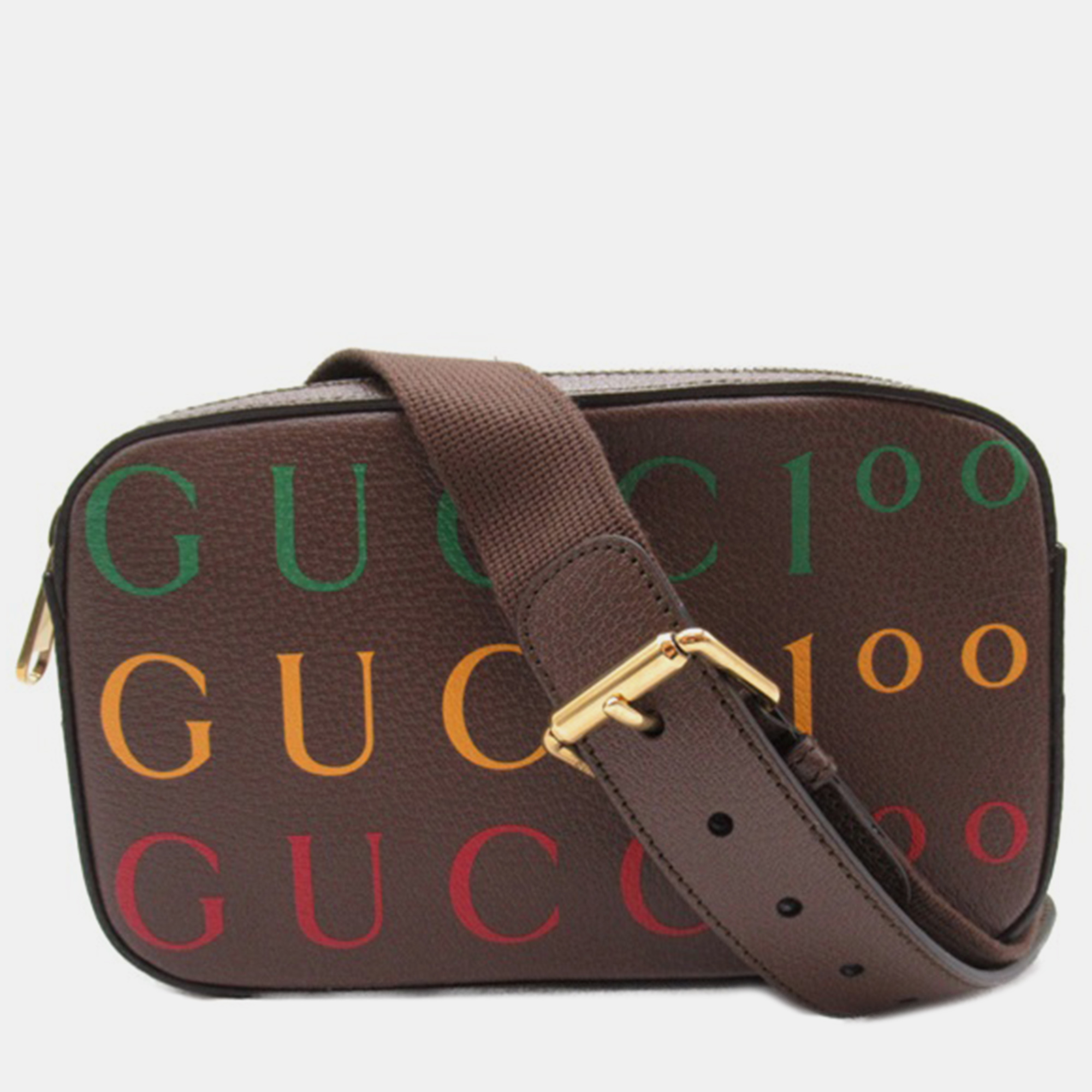 Pre-owned Gucci Brown Leather Logo Belt Bag