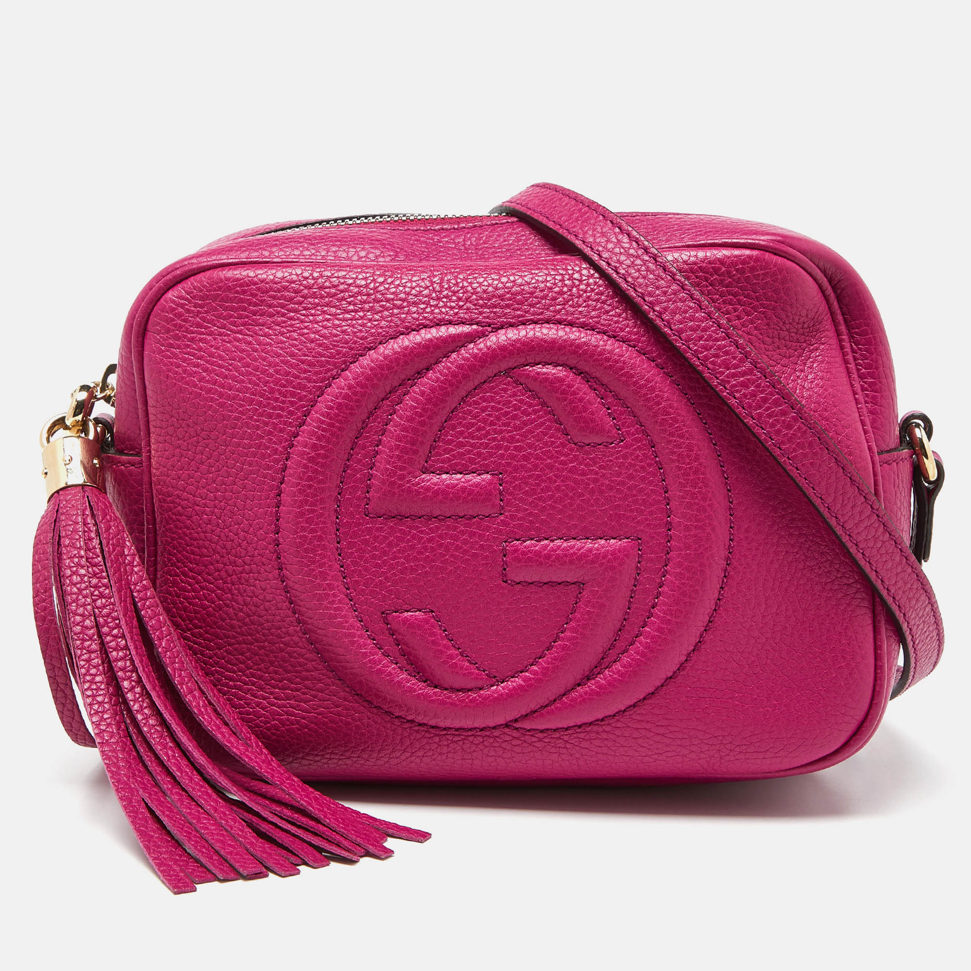 Pre-owned Gucci Pink Grained Leather Small Soho Disco Crossbody Bag