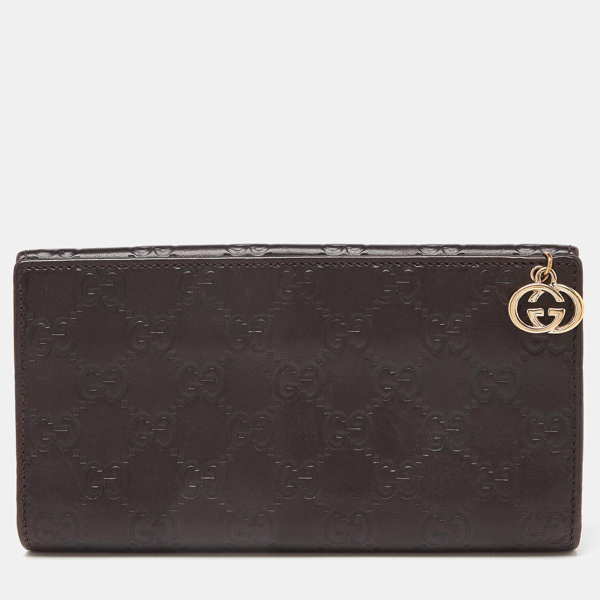 

Gucci Brown Guccissima Leather GG Pierce Continental Wallet