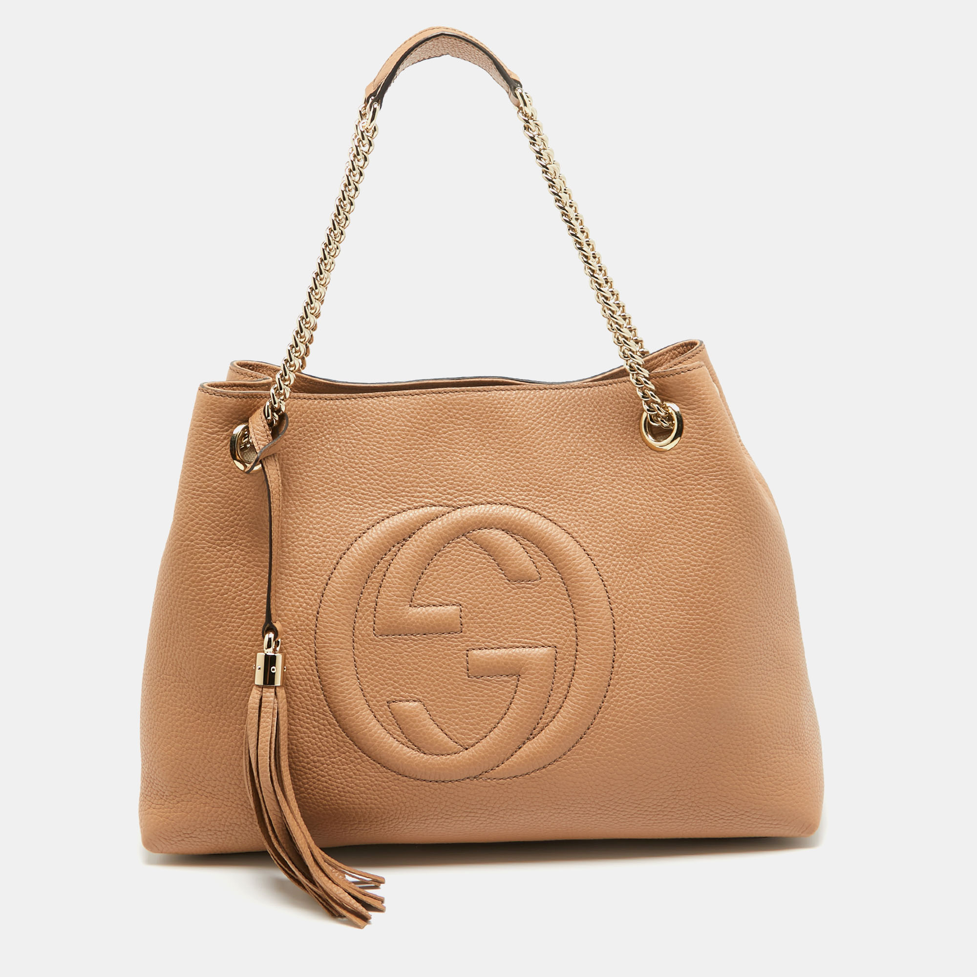 Pre-owned Gucci Tan Leather Medium Soho Chain Shoulder Bag
