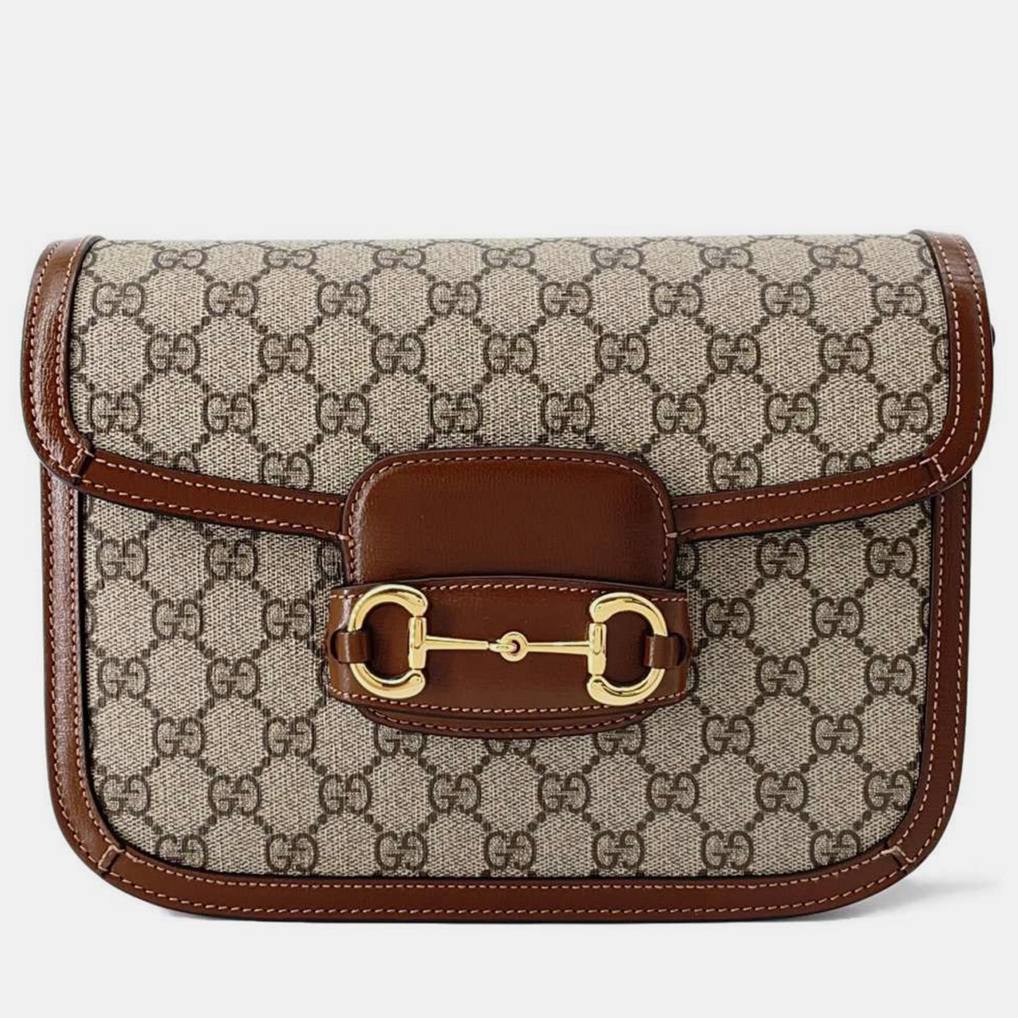 

Gucci Brown GG Supreme 1955 Horsebit Shoulder Bag