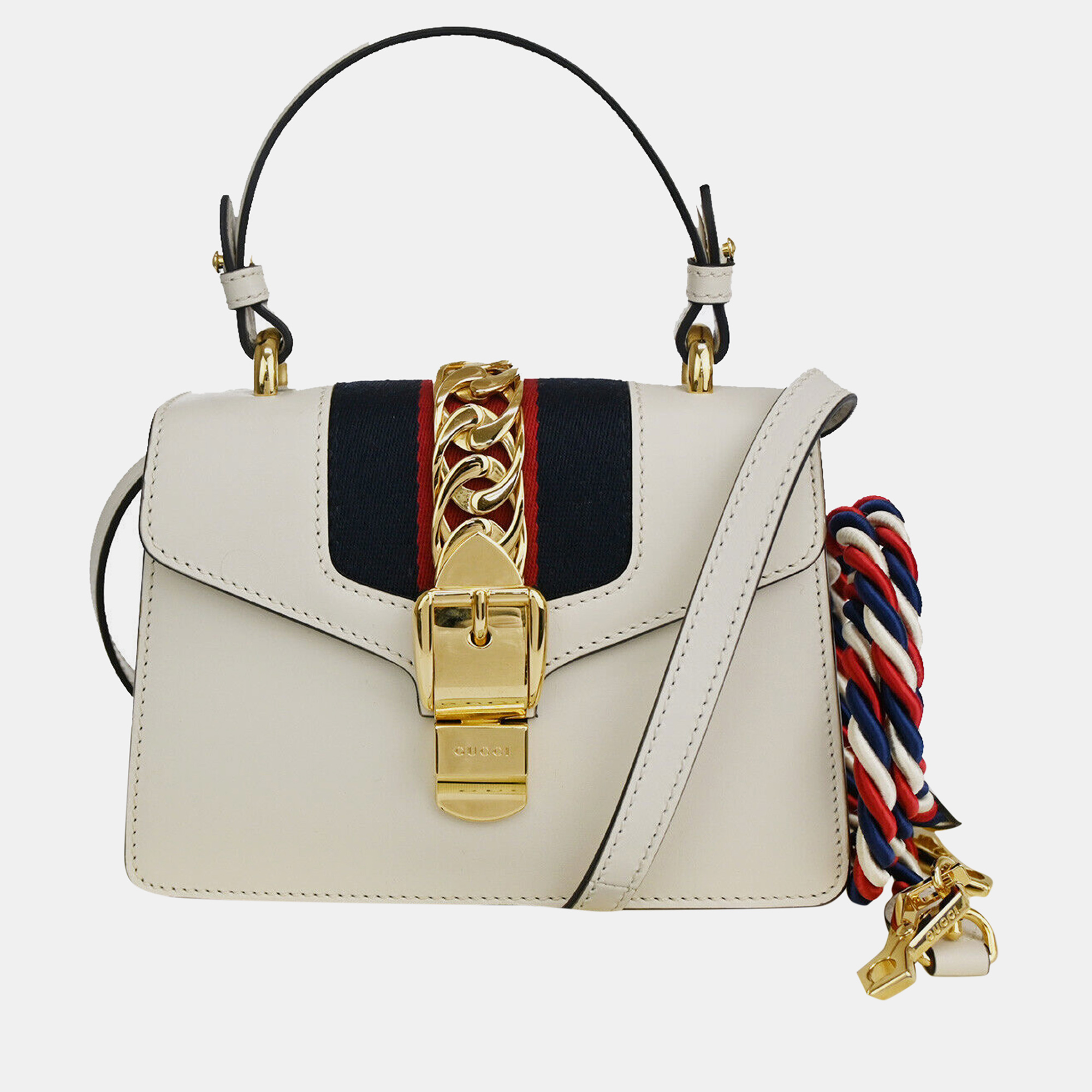 Pre-owned Gucci White Leather Medium Sylvie Shoulder Bags