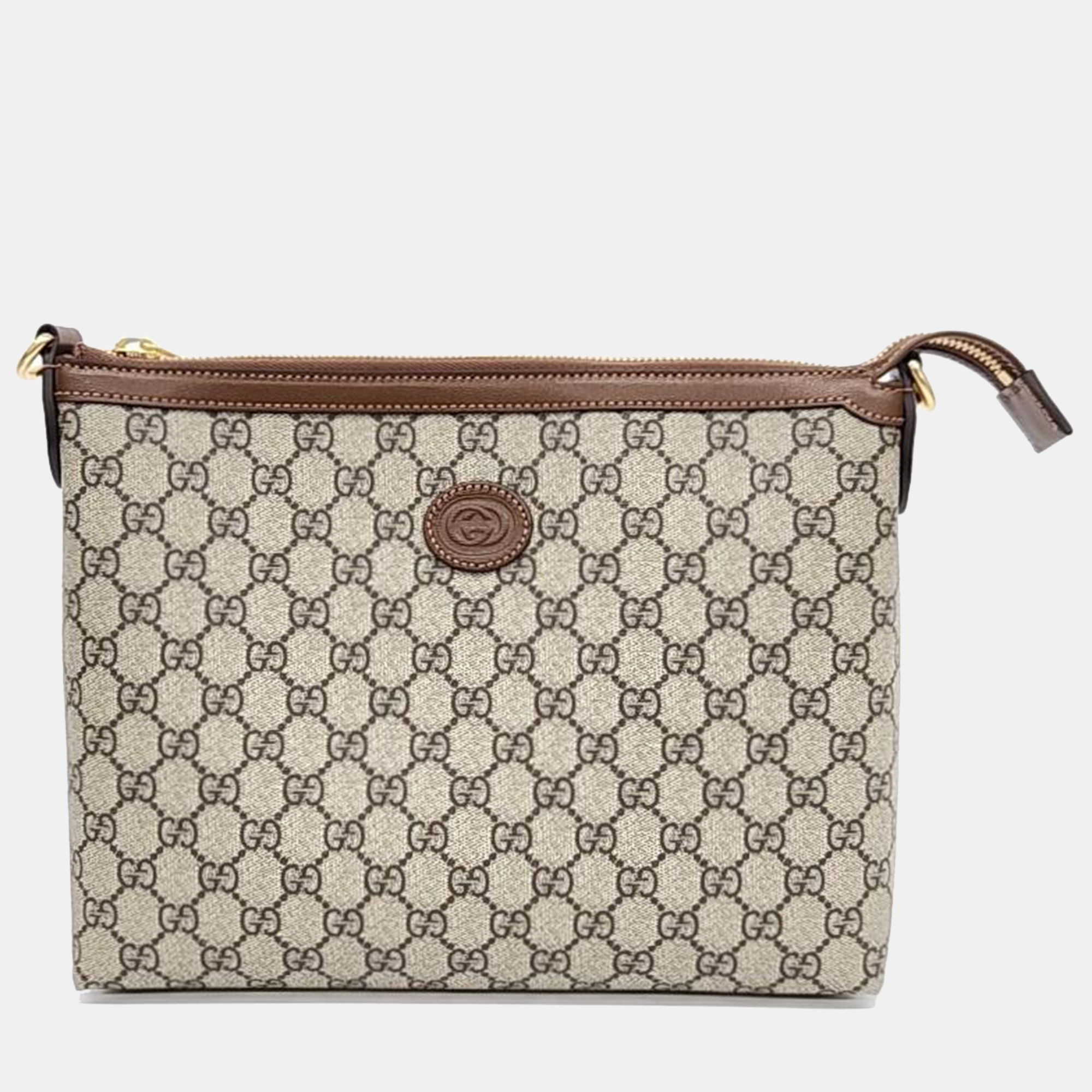 Pre-owned Gucci Interlocking G Messenger Bag (726833) In Beige