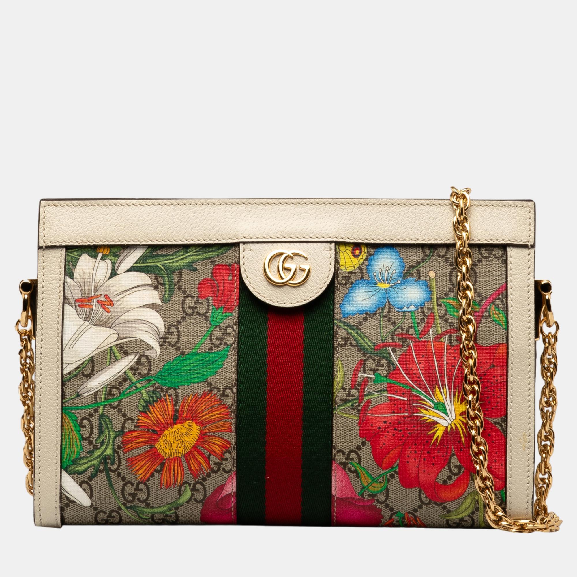 

Gucci Multicolour Small GG Supreme Flora Ophidia Chain Shoulder Bag, Multicolor