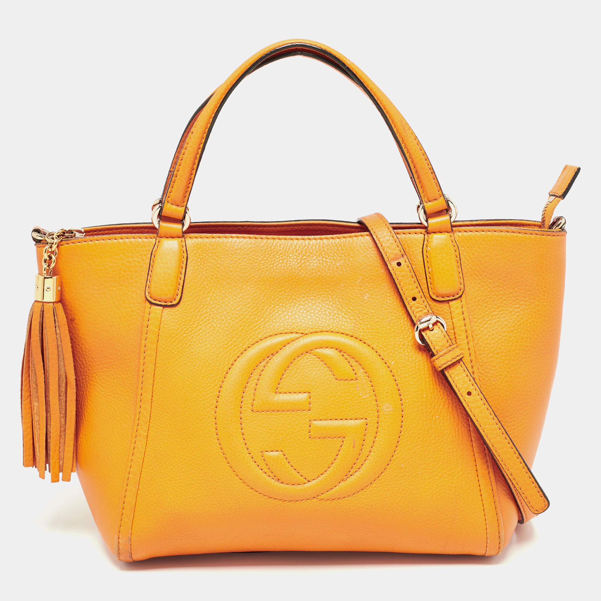 Pre-owned Gucci Dark Yellow Leather Small Soho Tote