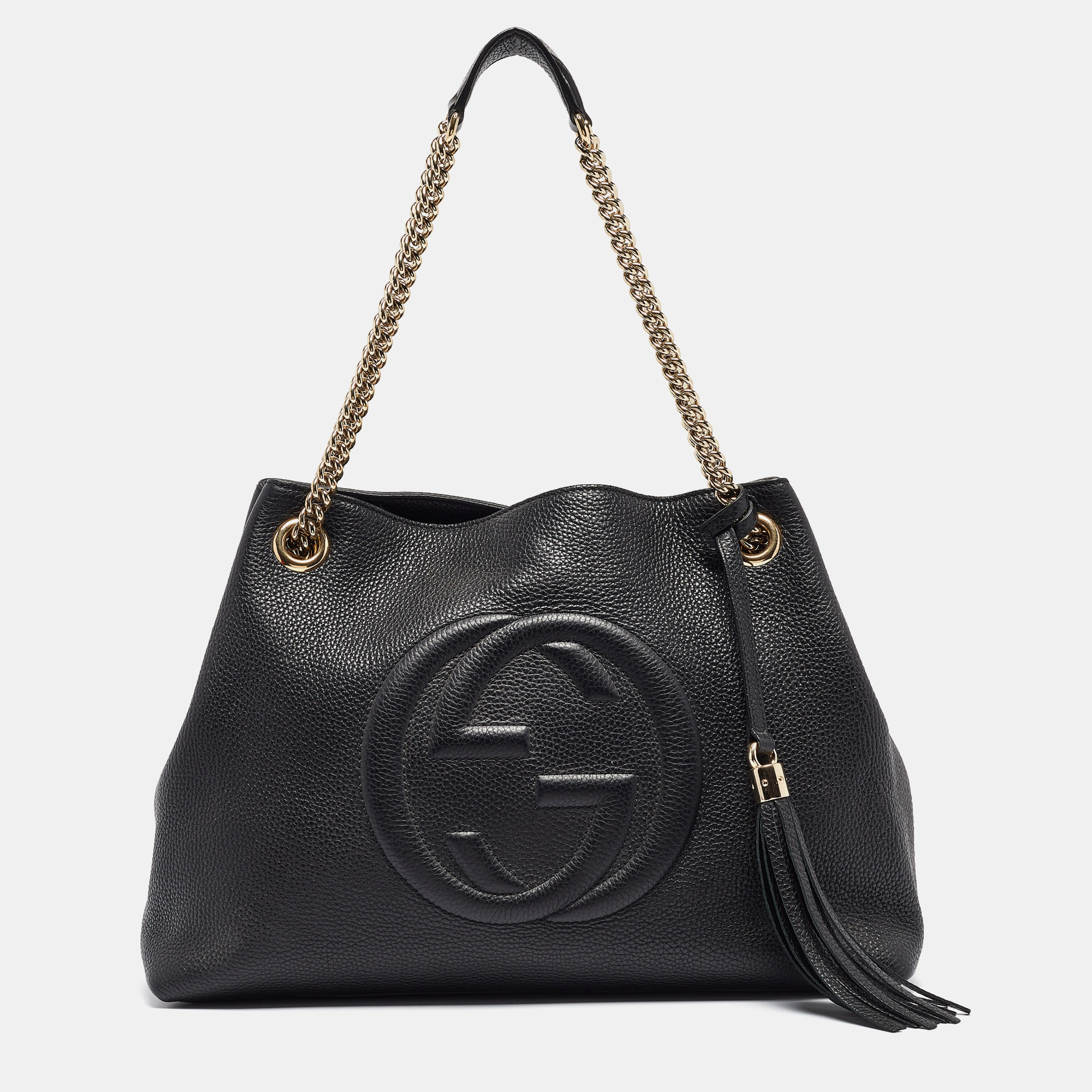 Pre-owned Gucci Black Leather Medium Soho Chain Shoulder Bag