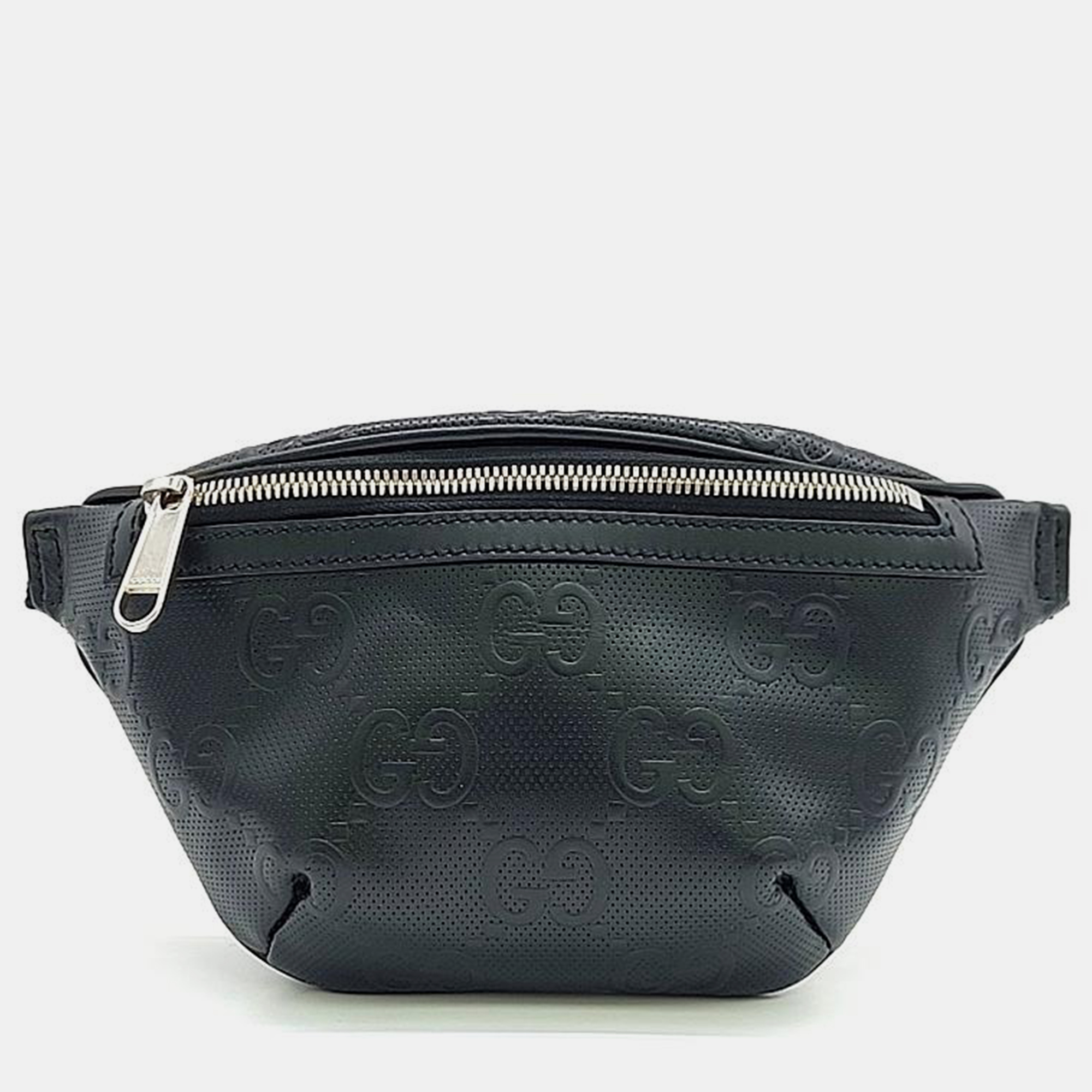 

Gucci Black Leather GG Embossed Belt Bag
