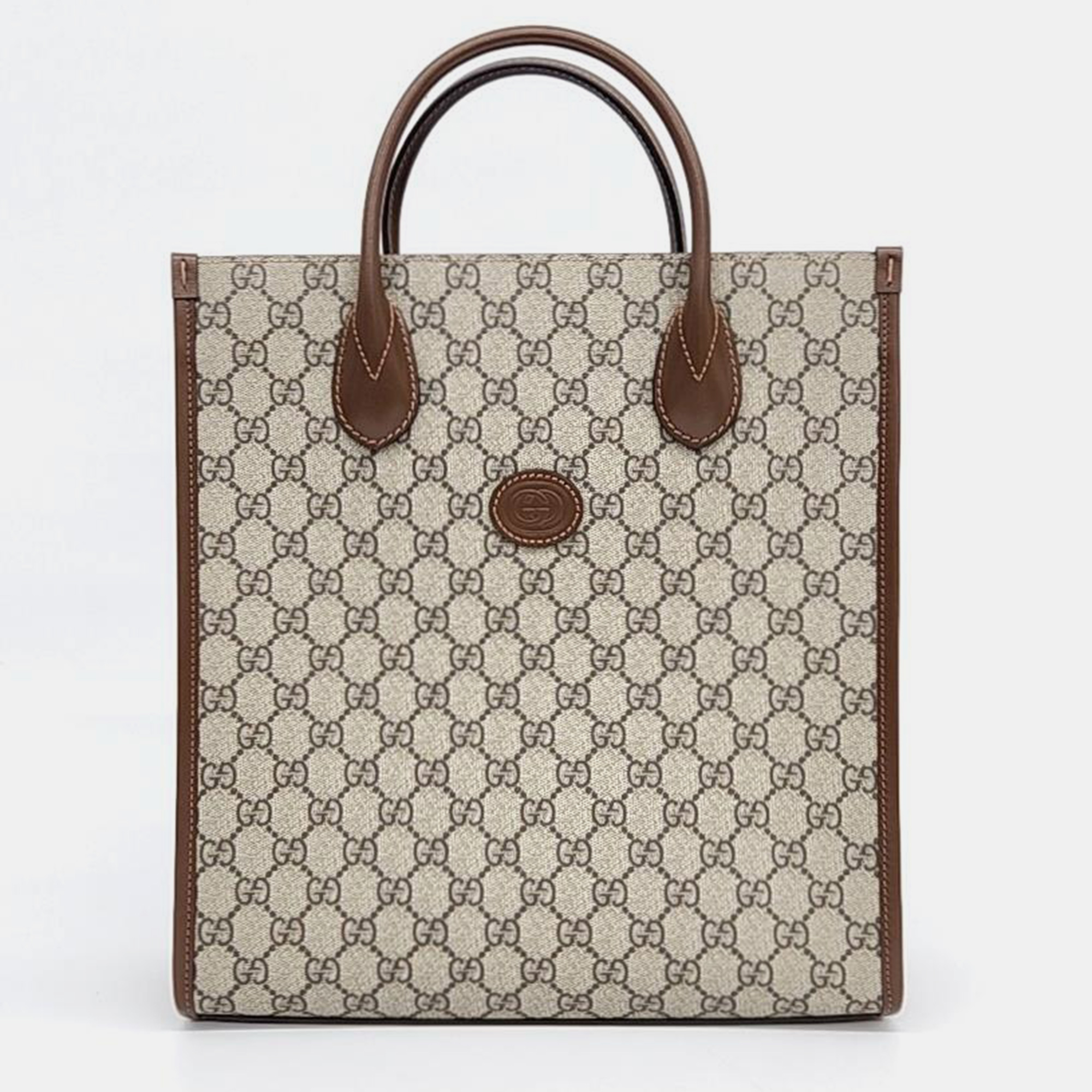 Pre-owned Gucci Interlocking G Tote And Shoulder Bag (723308) In Beige