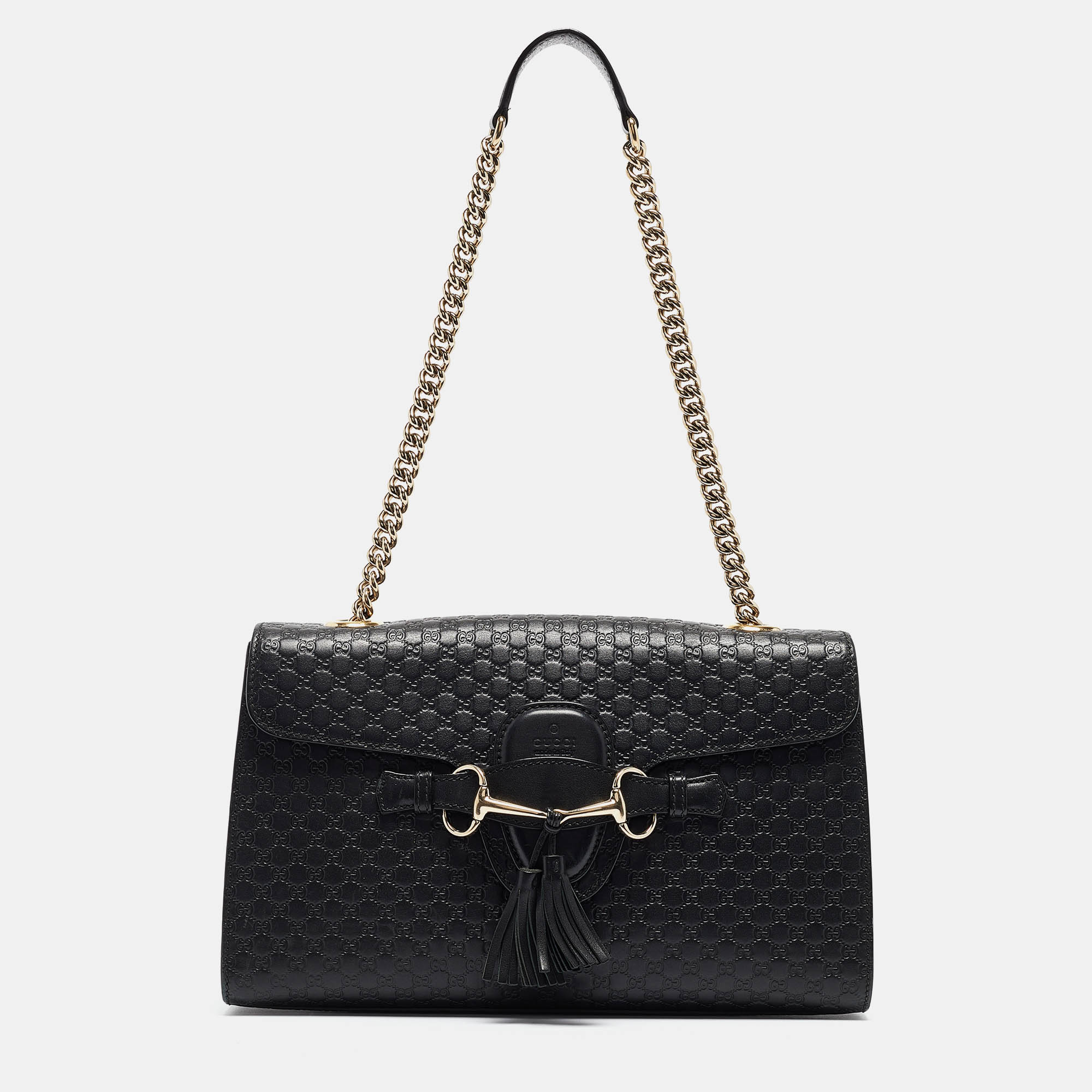 Pre-owned Gucci Black Leather Medium Emily Shoulder Bag