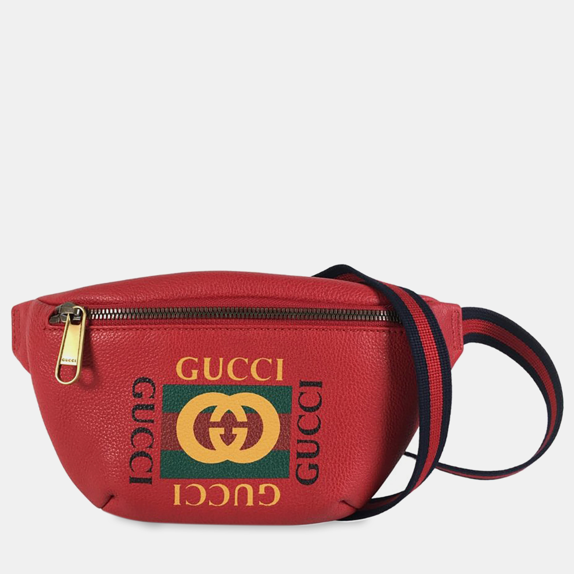 

Gucci Logo Leather Belt Bag, Red