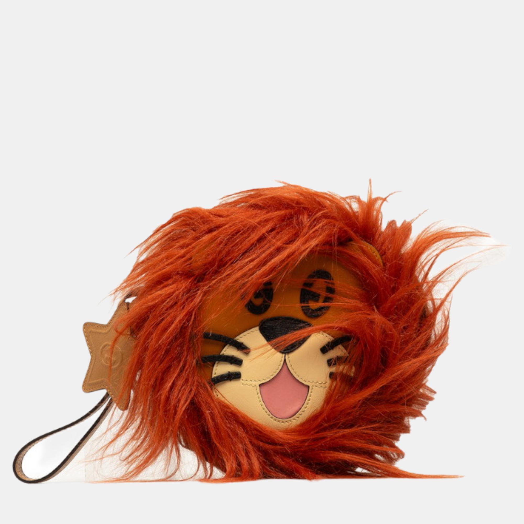 Gucci Brown Cotton Lion Handbag 