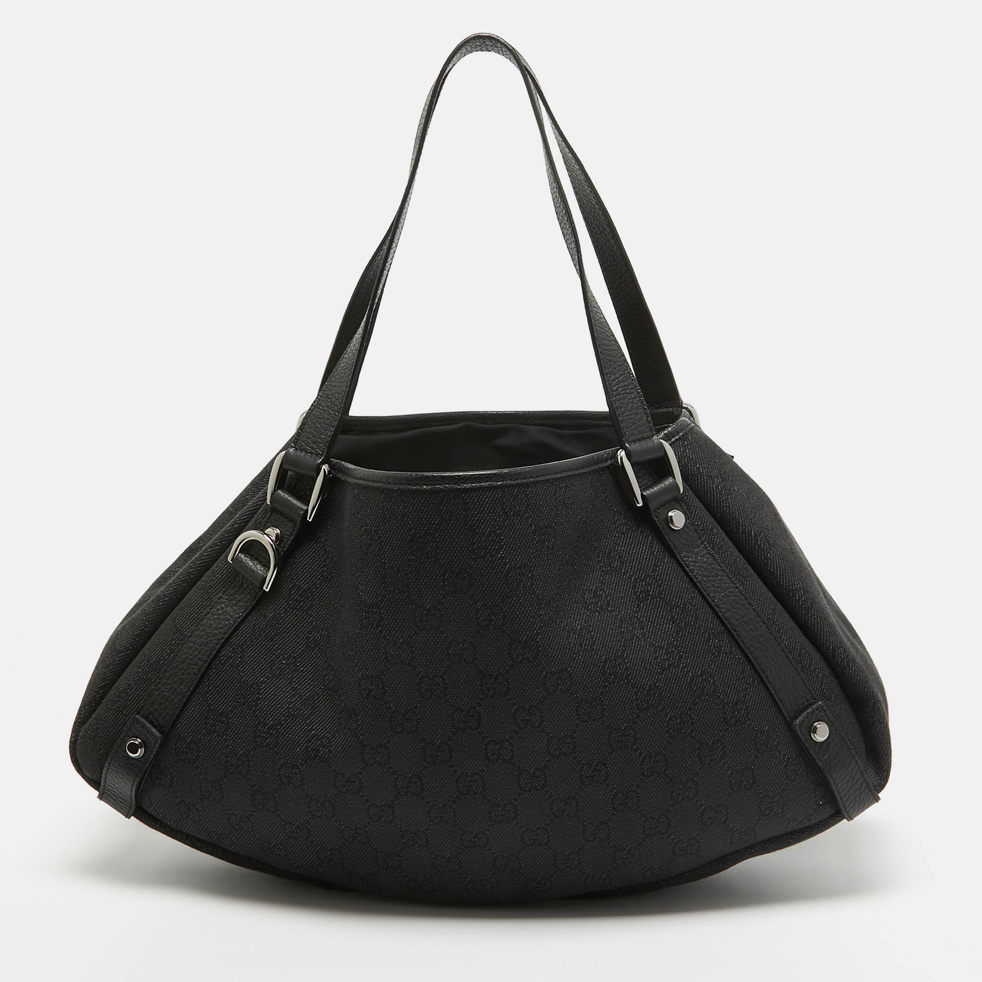 

Gucci Black GG Canvas and Leather Abbey Hobo