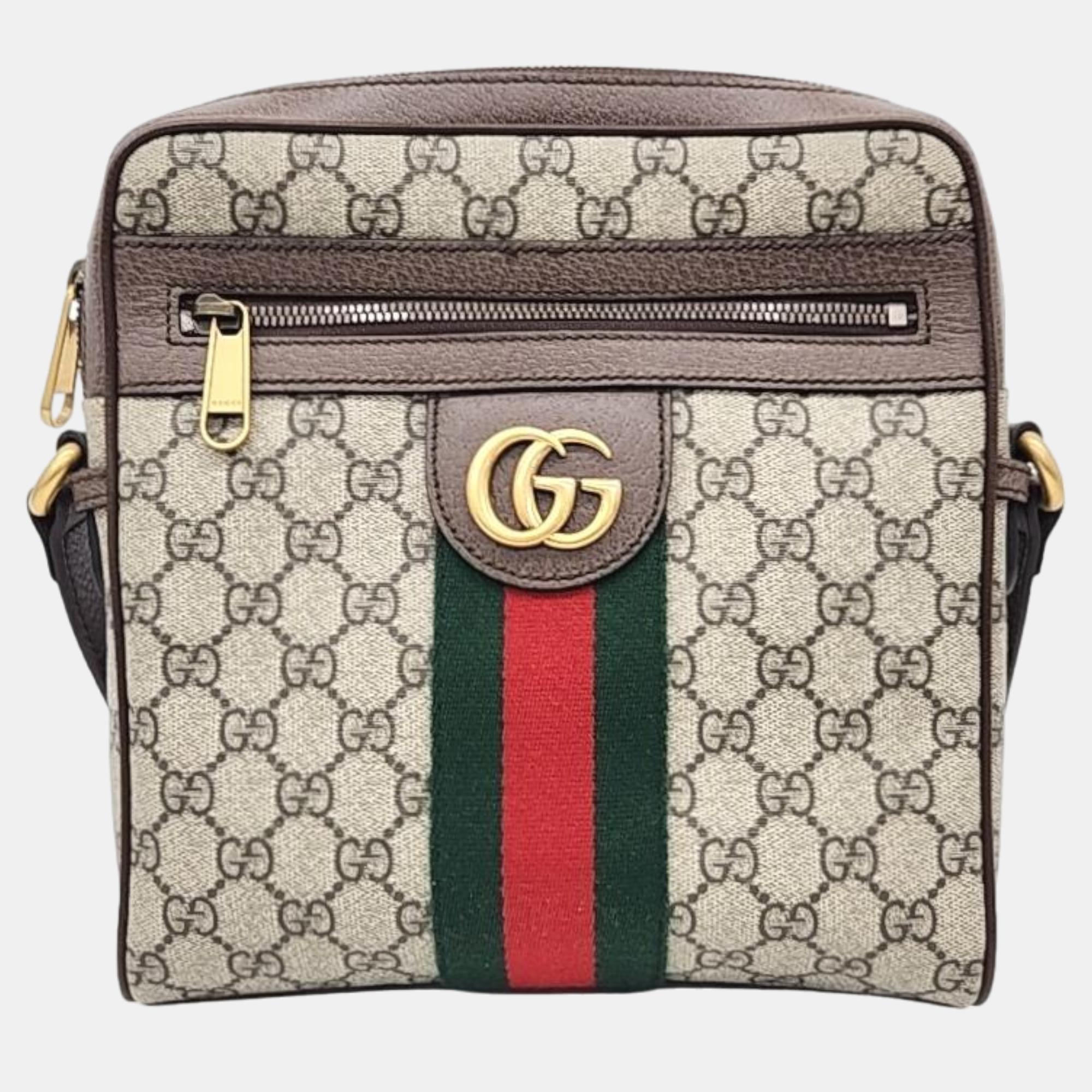 Pre-owned Gucci Gg Canvas Ophidia Small Messenger Bag In Beige