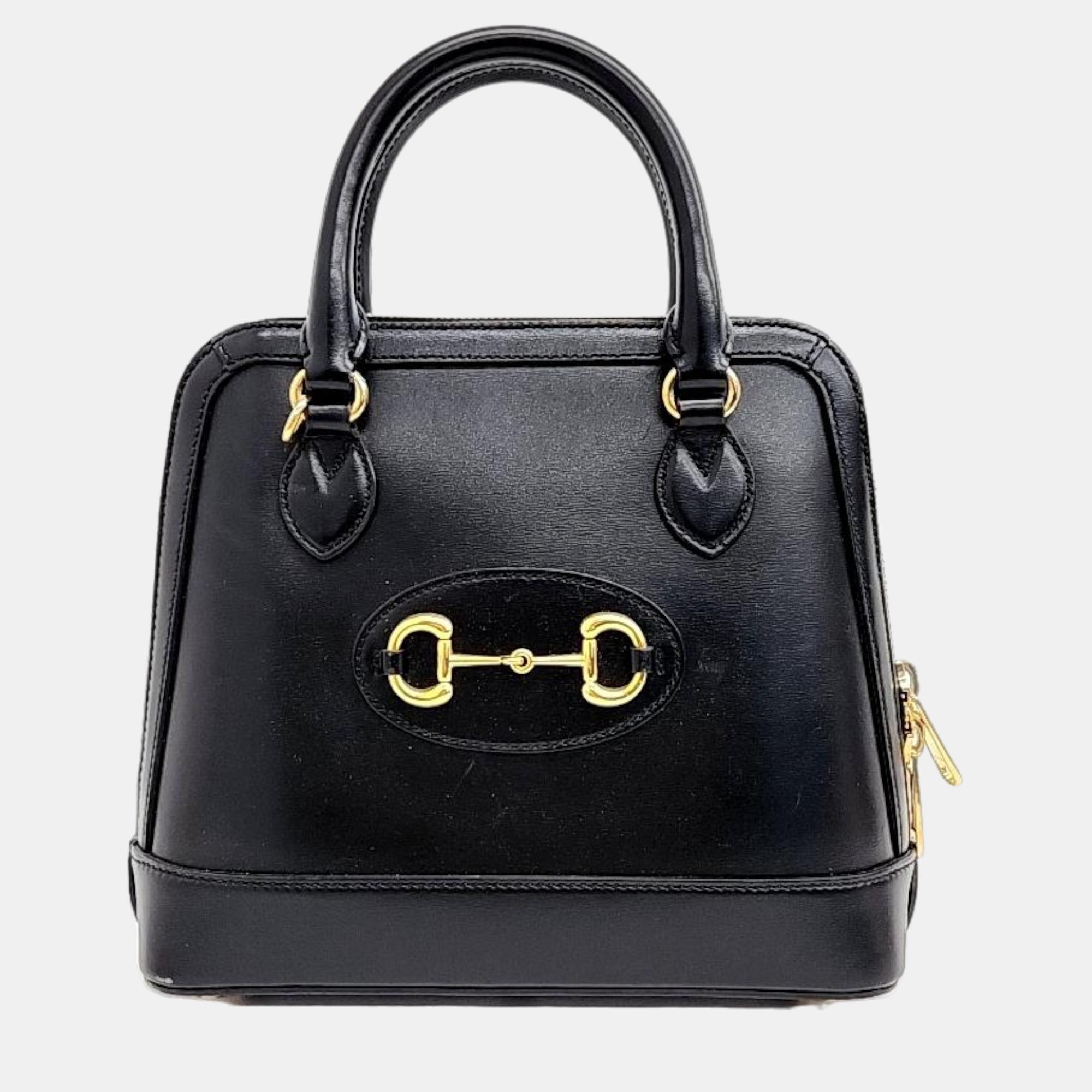 

Gucci Black Horsebit  Top Handle Bag