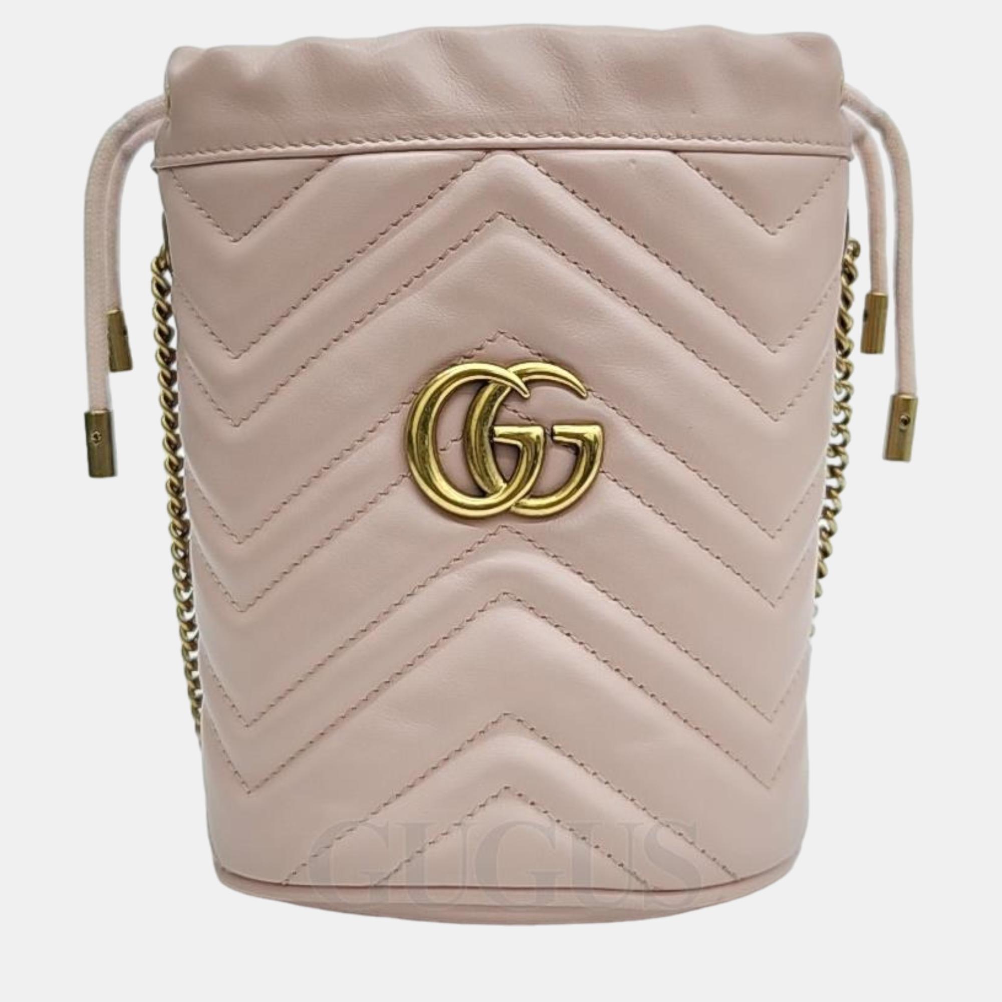 

Gucci GG Marmont Mini Bucket Bag, Pink