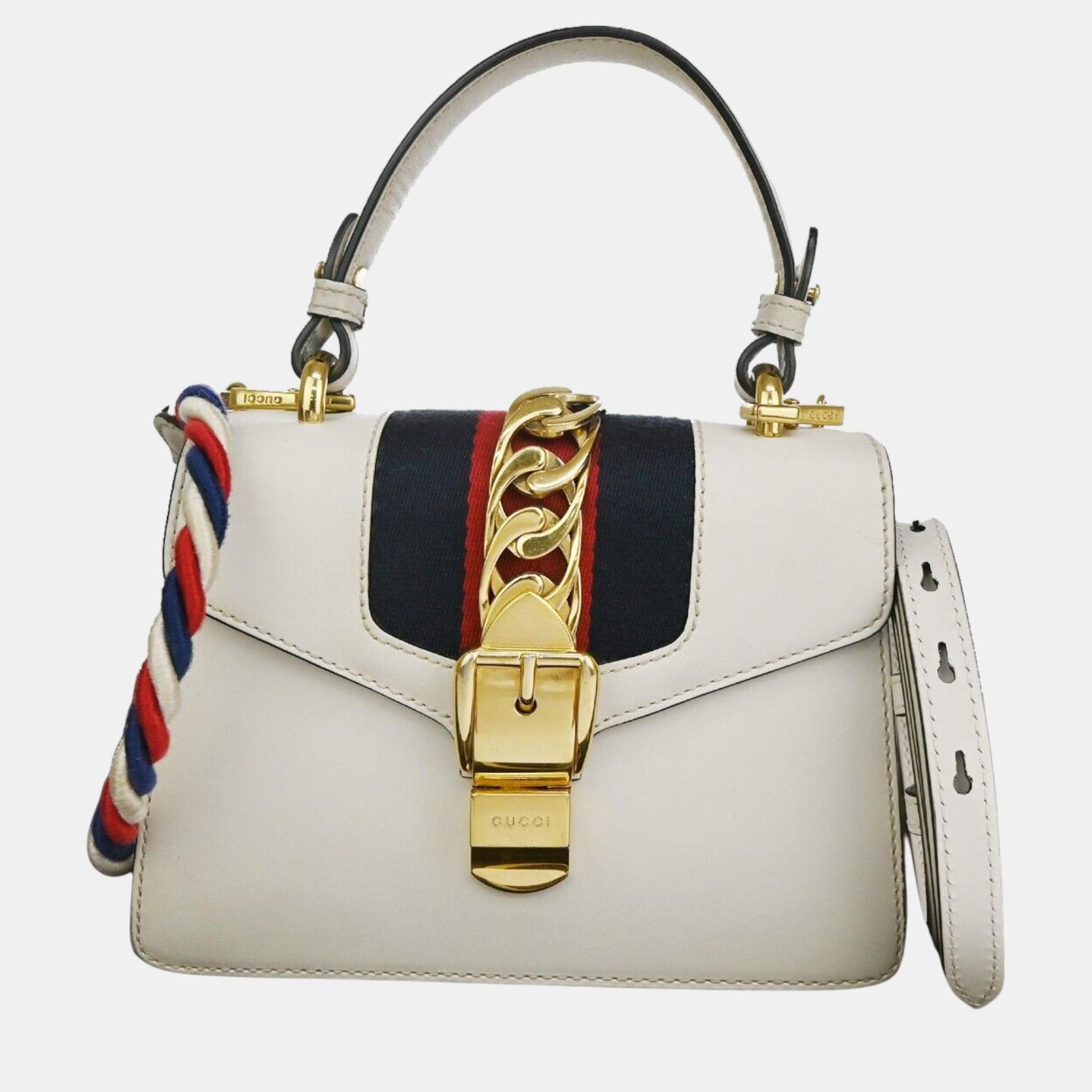 Pre-owned Gucci Leather Xs Sylvie Shoulder Bags In White