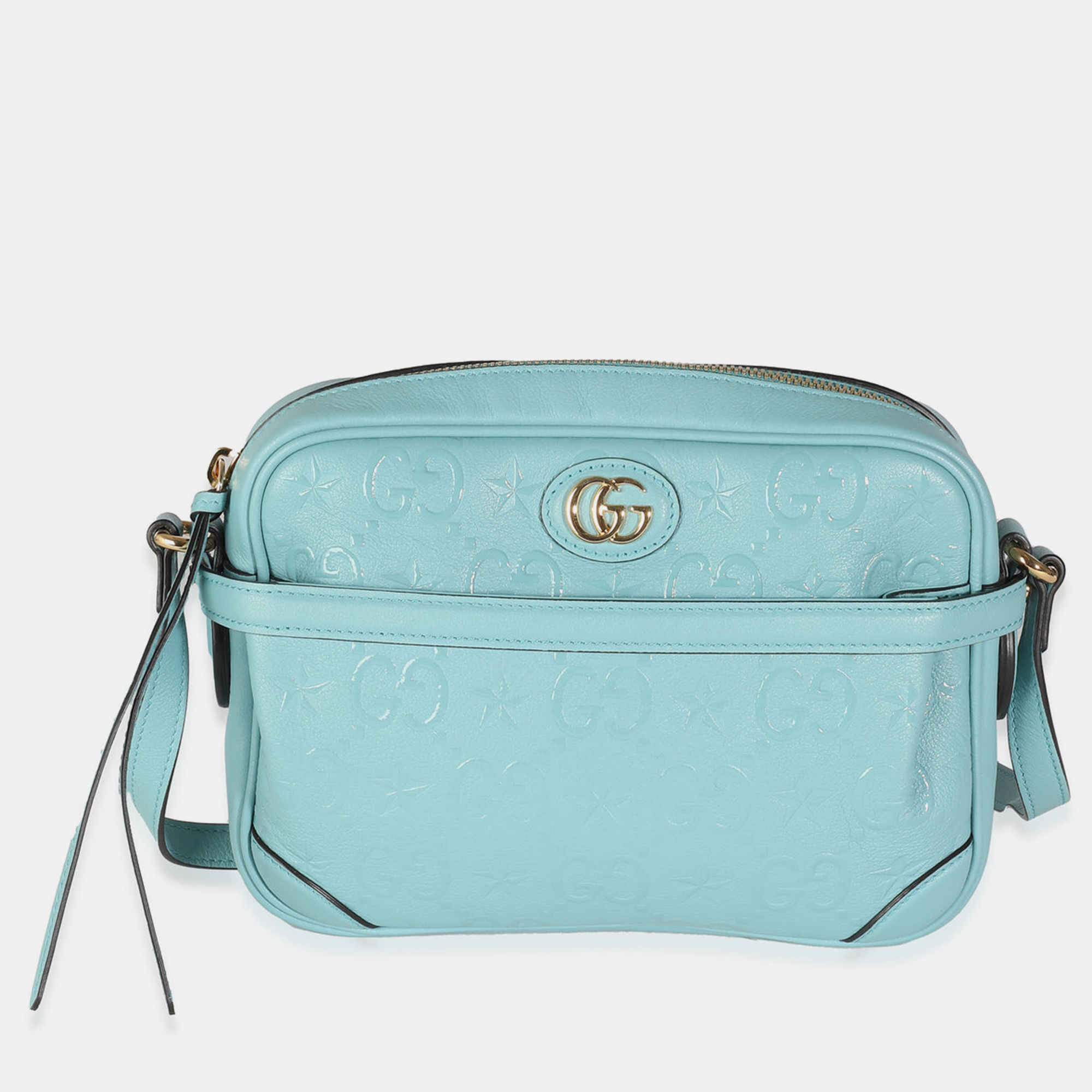 Pre-owned Gucci Blue Gg Monogram Star Embossed Crossbody