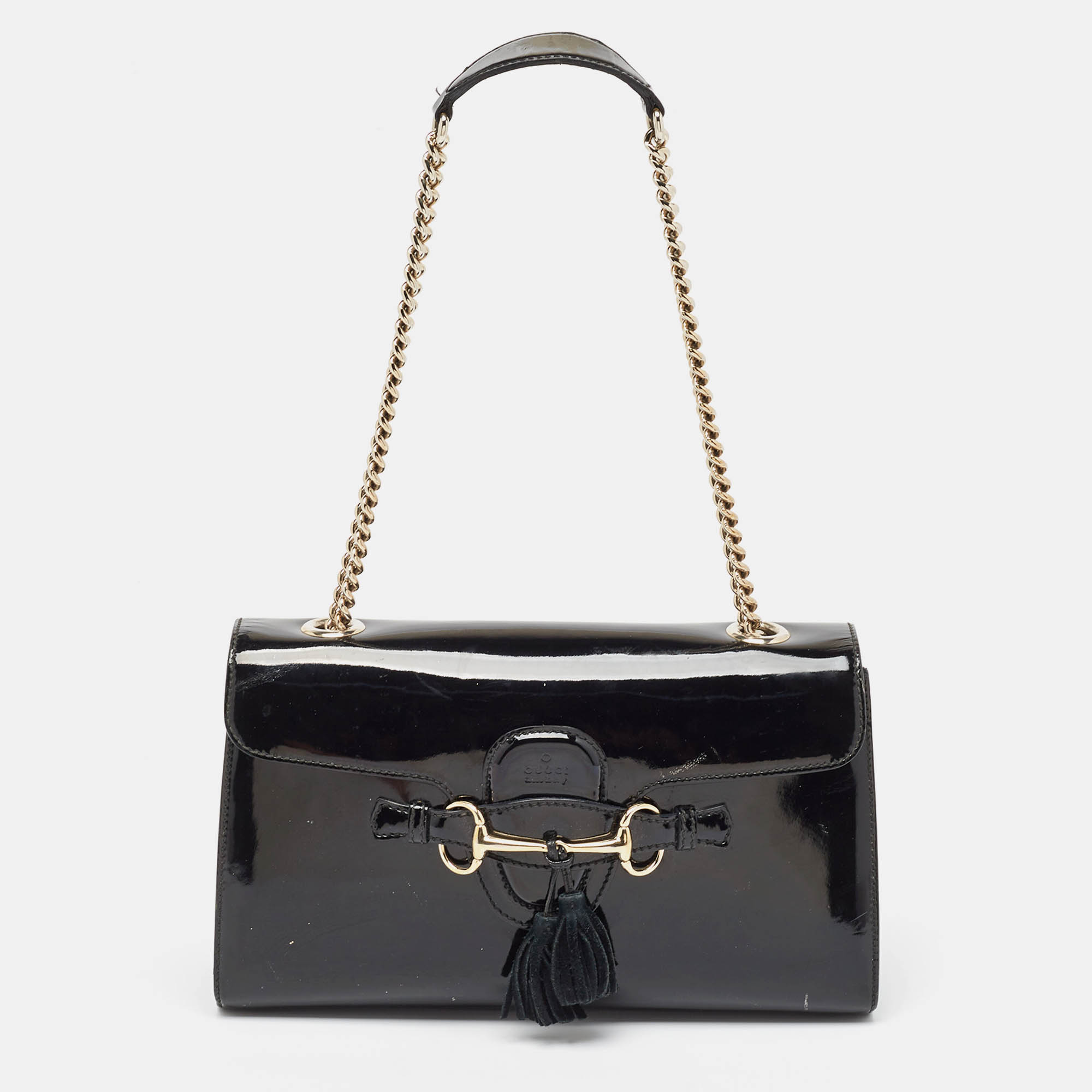 

Gucci Black Patent Leather Medium Emily Chain Shoulder Bag