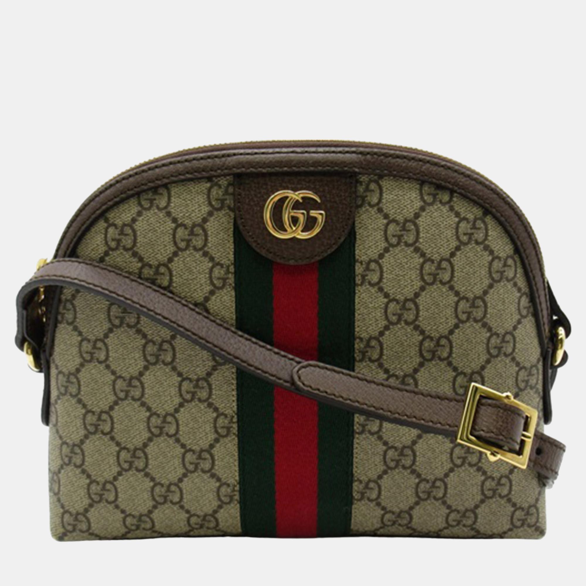 

Gucci Brown Small GG Supreme Ophidia Crossbody Bag