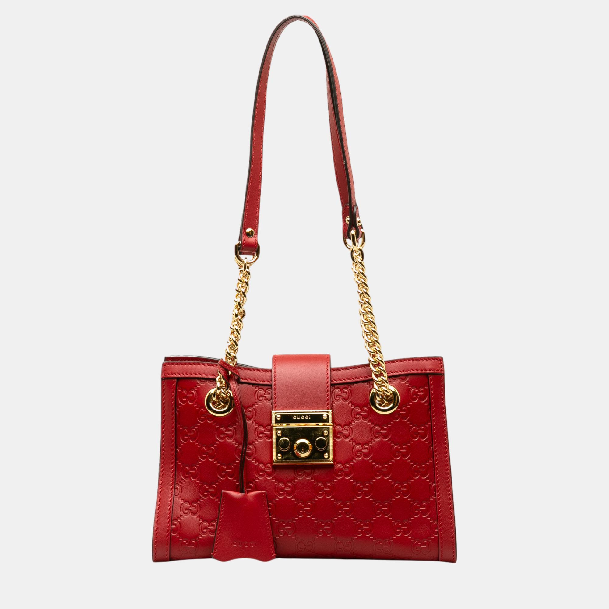 

Gucci Red Guccissima Padlock Shoulder Bag