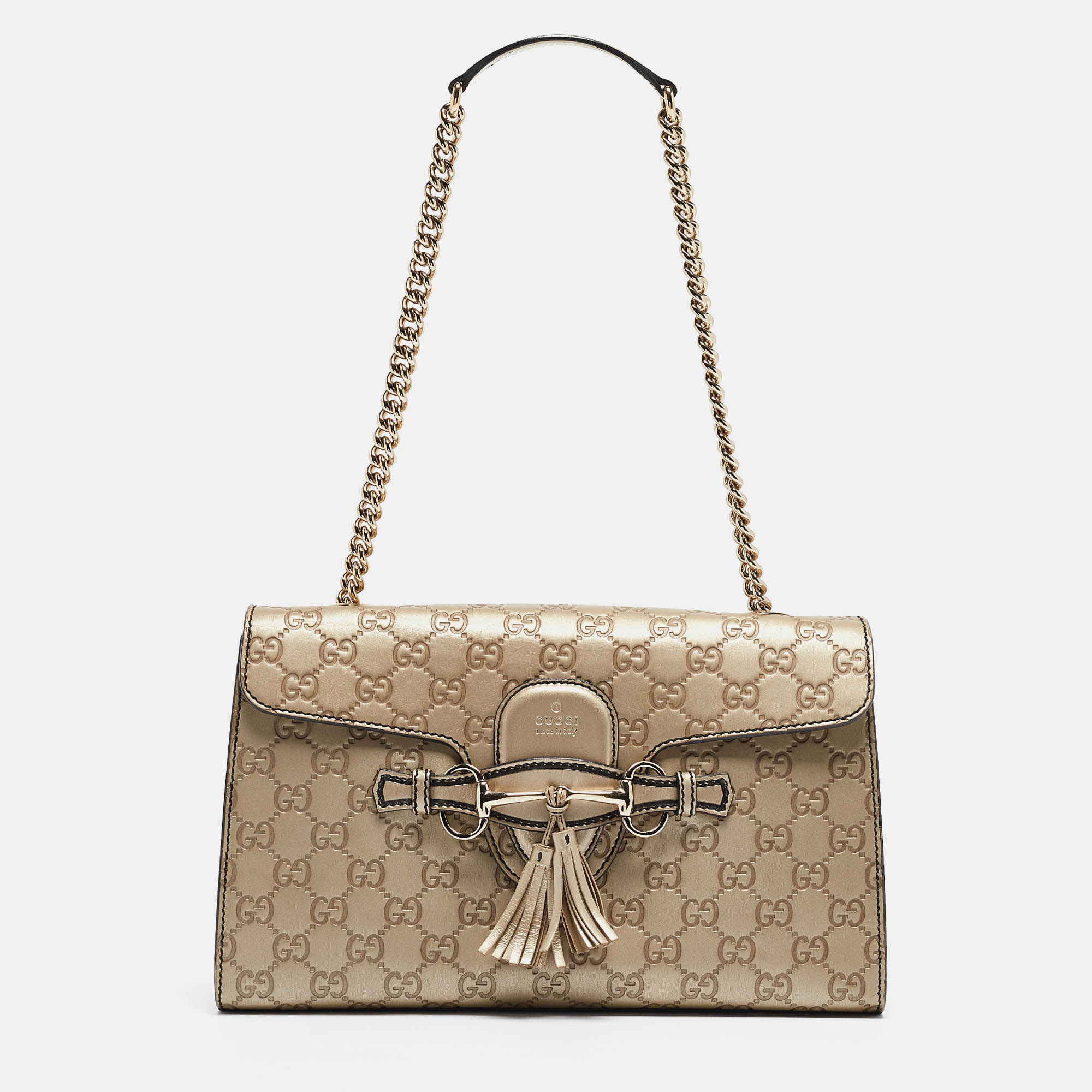 

Gucci Light Gold Guccissima Leather  Emily Chain Shoulder Bag