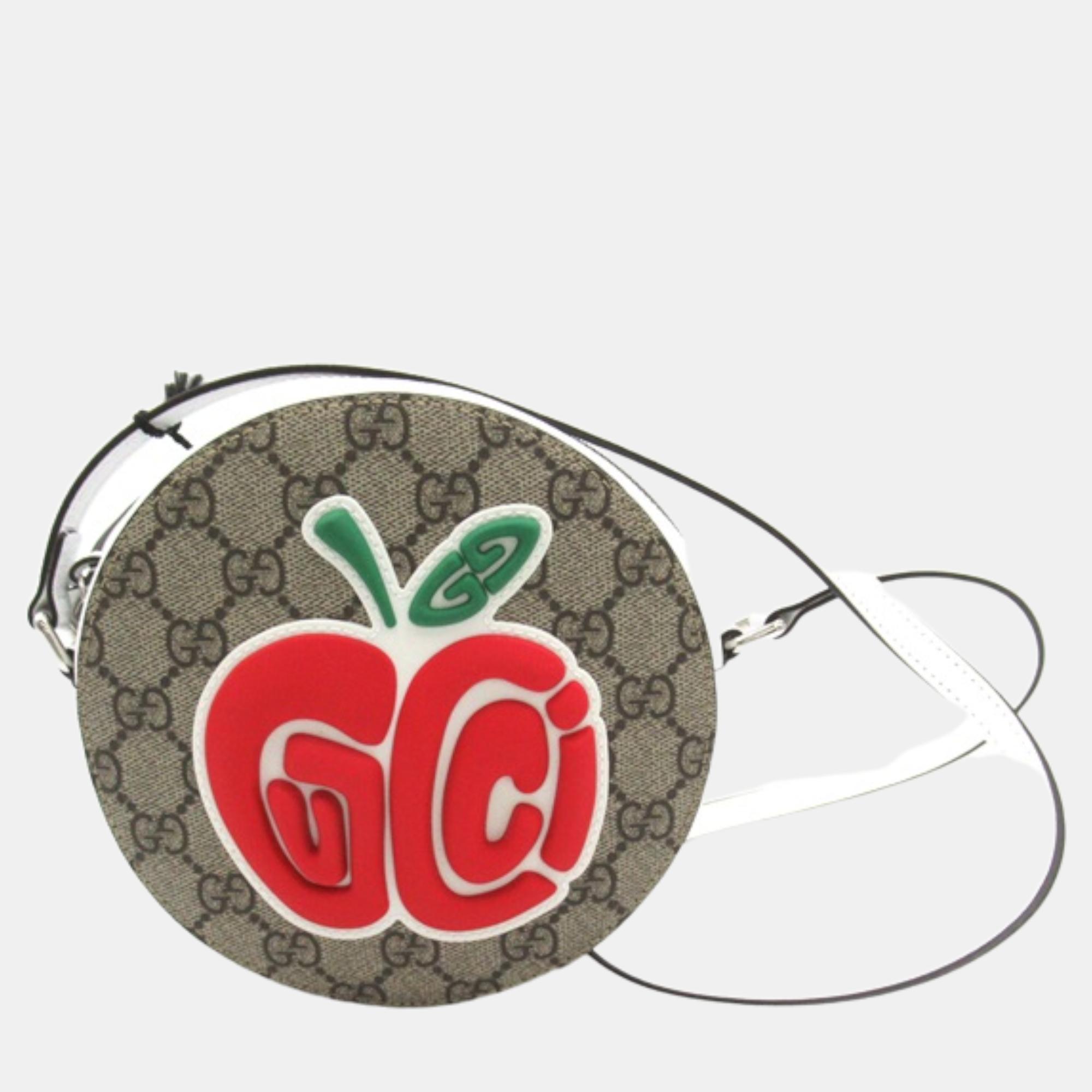 

Gucci Brown Canvas GG Supreme Apple Ophidia Round Crossbody Bag