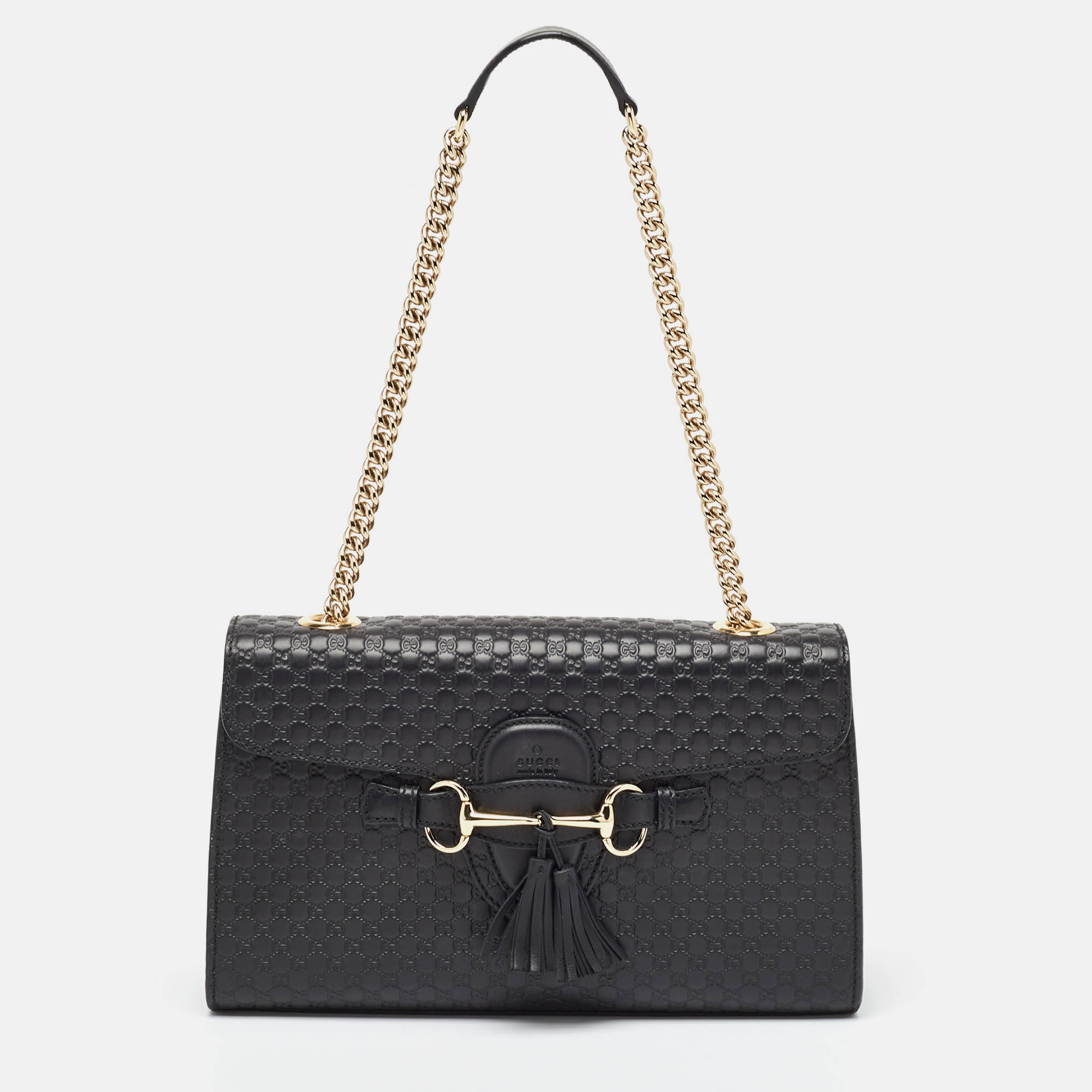Gucci Black Microguccissima Leather Medium Emily Shoulder Bag