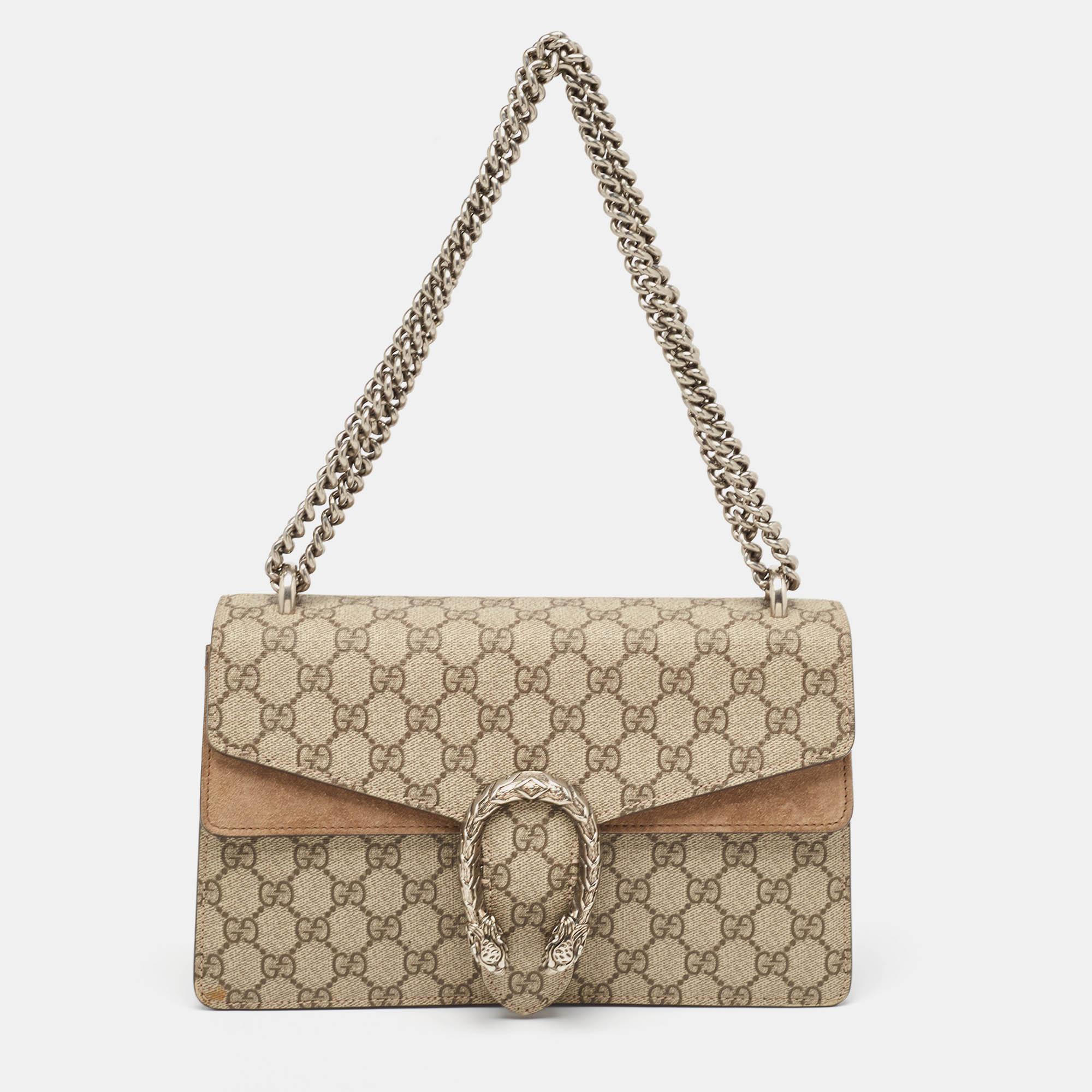 

Gucci Beige GG Supreme Canvas and Suede Small Dionysus Shoulder Bag