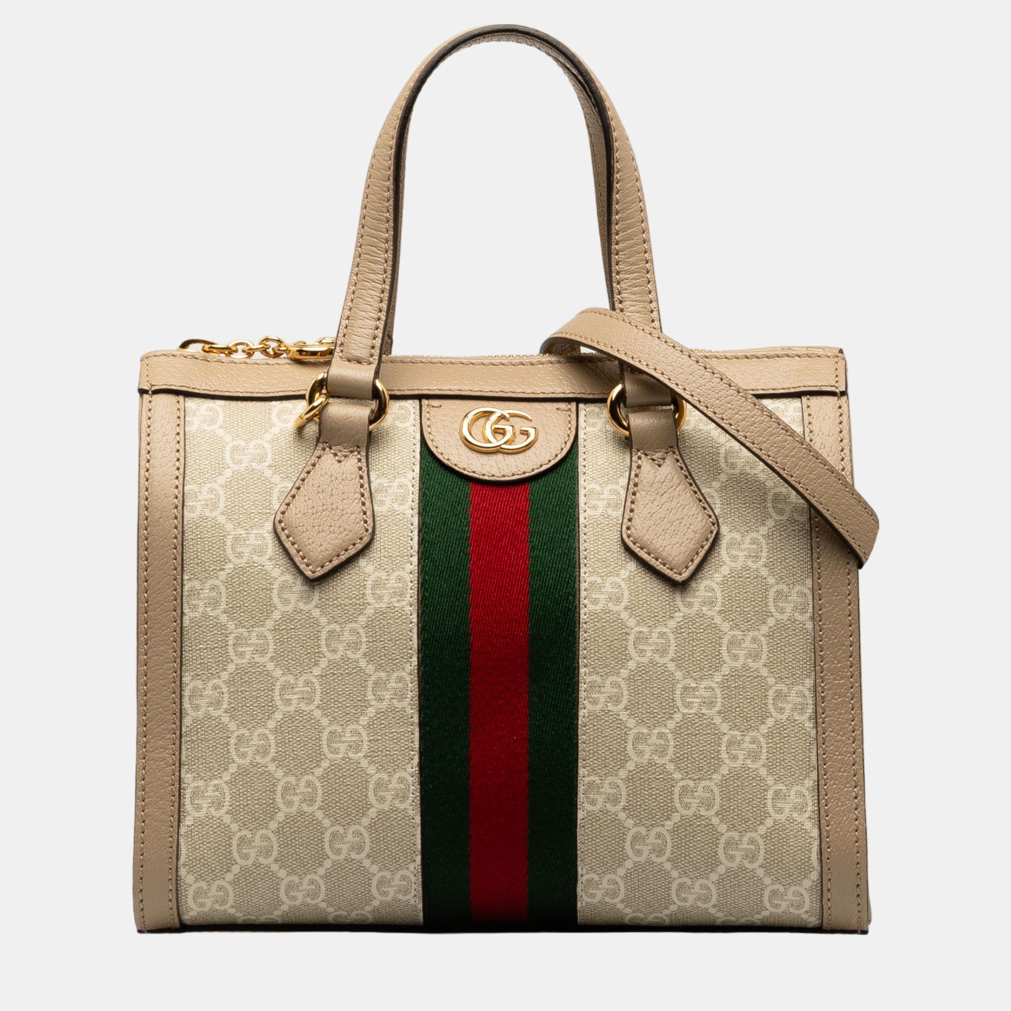 

Gucci Beige/Brown Small GG Supreme Ophidia Satchel