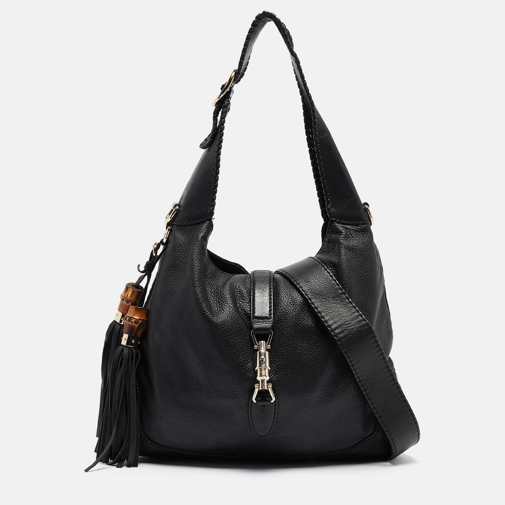 Pre-owned Gucci Black Soft Leather Medium New Jackie Shoulder Bag