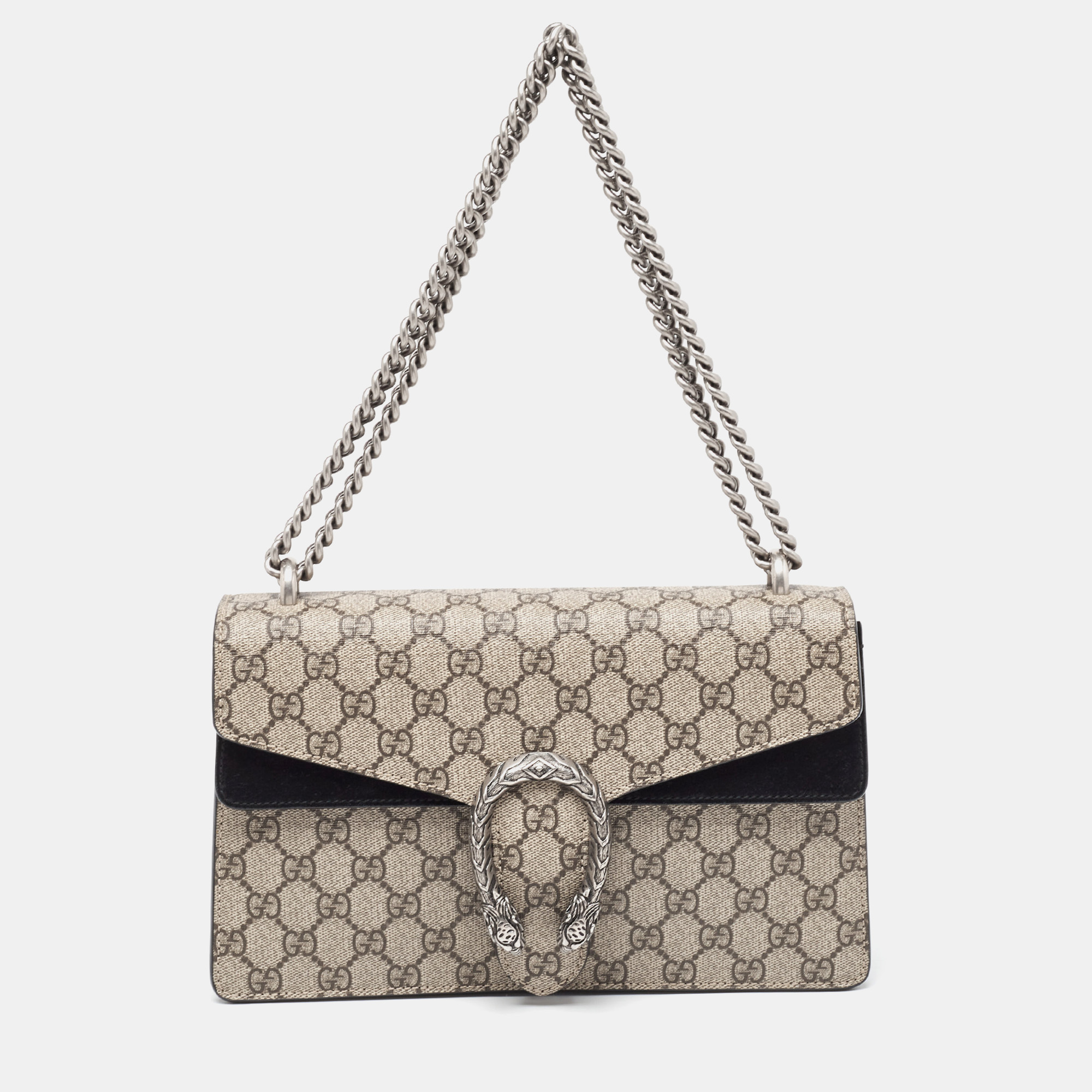 

Gucci Beige/Black GG Supreme Canvas and Suede Small Dionysus Shoulder Bag