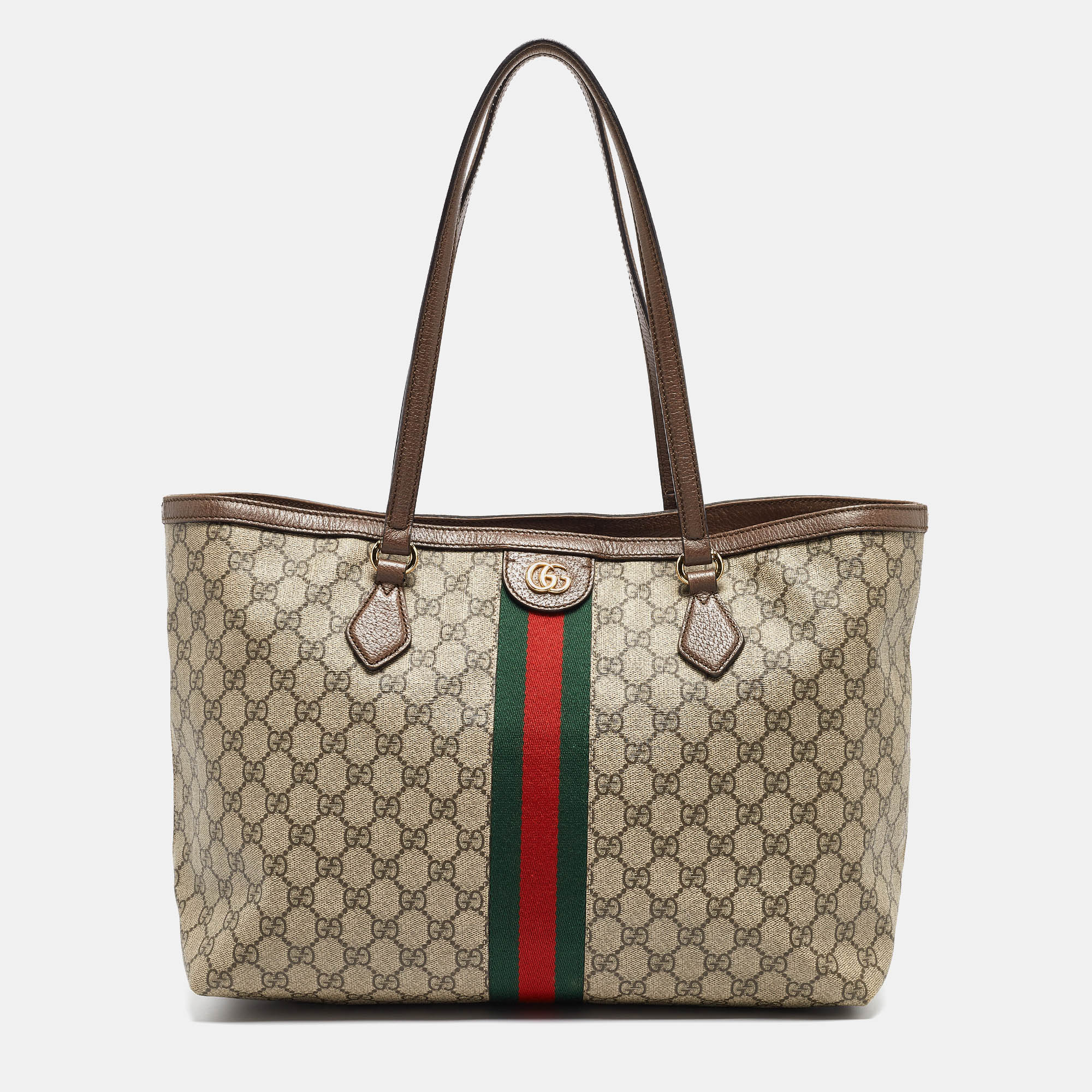 

Gucci Brown/Beige GG Supreme Canvas and Leather Ophidia Tote
