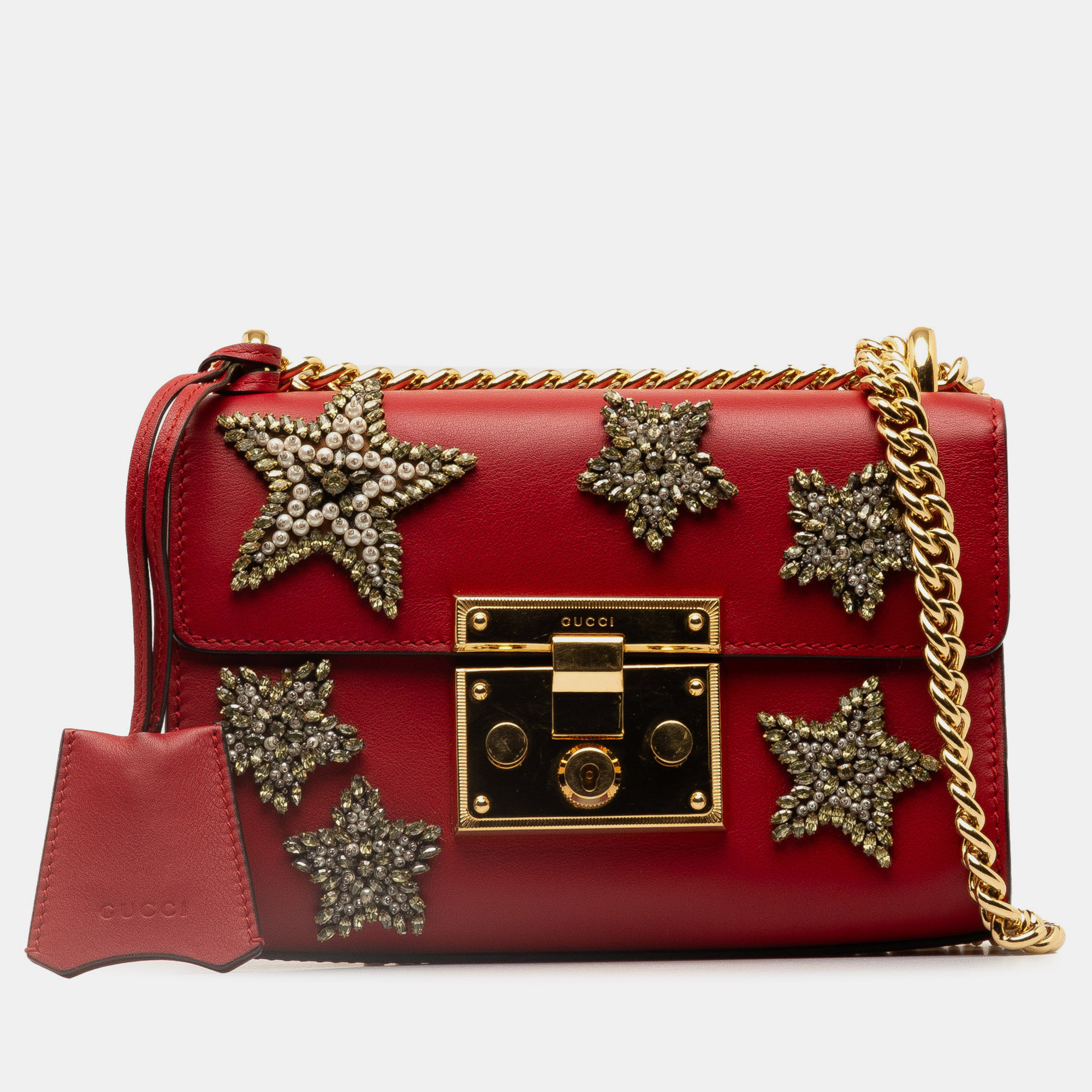 

Gucci Padlock Crystal Embellished Crossbody Bag, Red