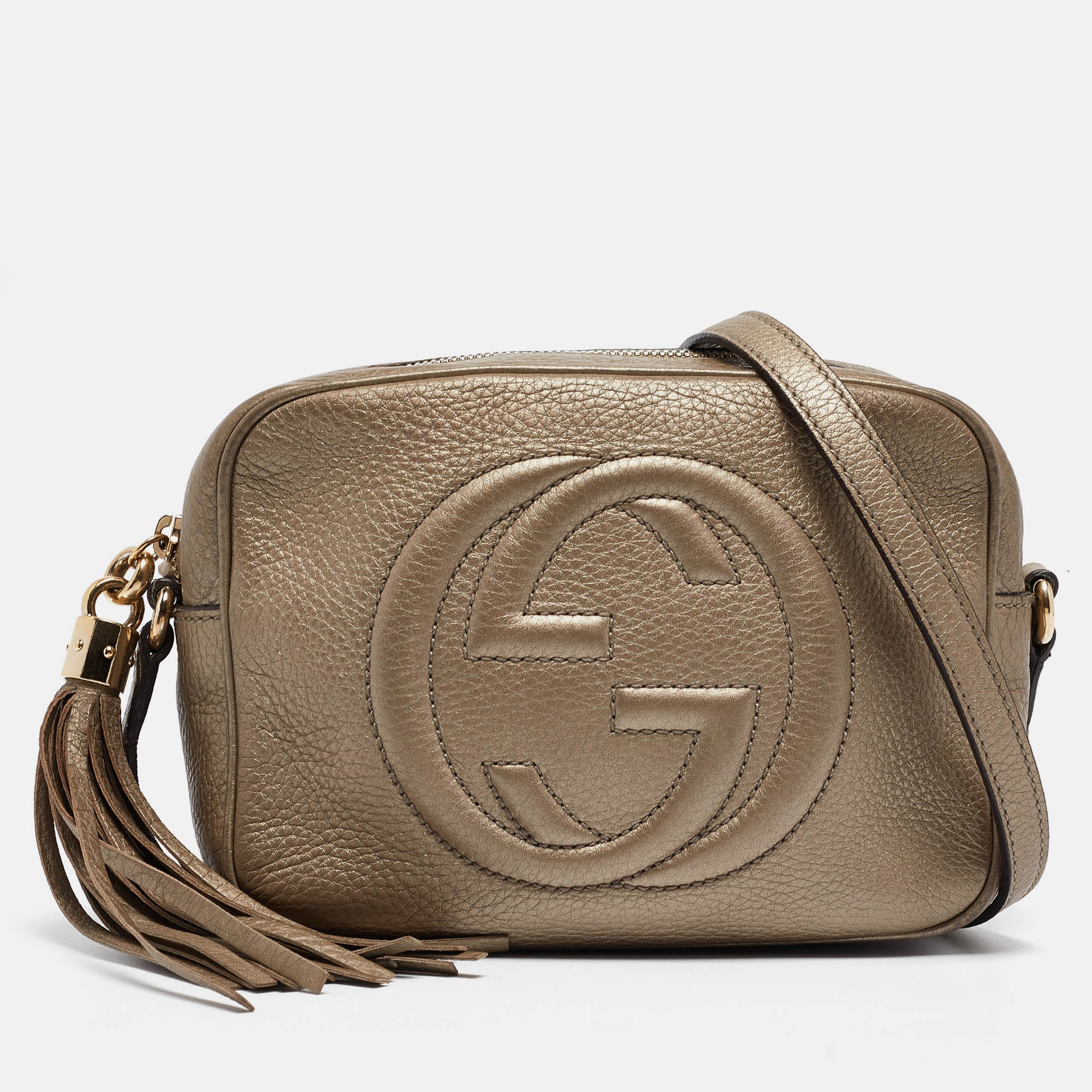 

Gucci Gold Grained Leather Small Soho Disco Crossbody Bag