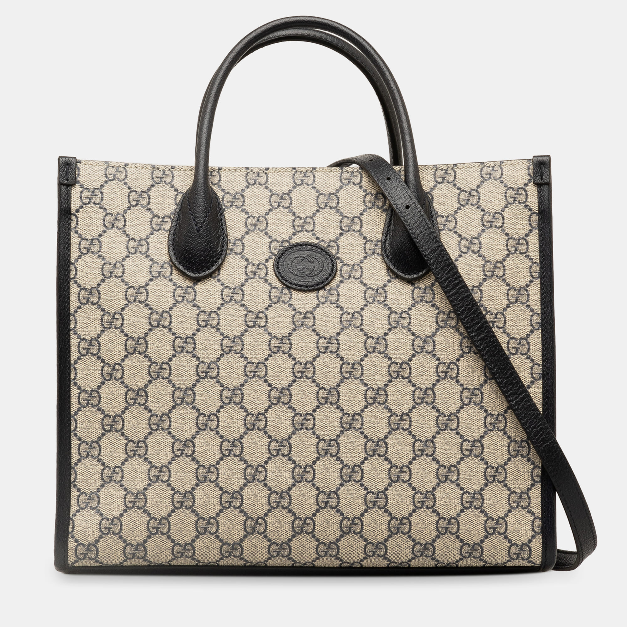 Pre-owned Gucci Small Gg Supreme Interlocking G Tote Bag In Beige